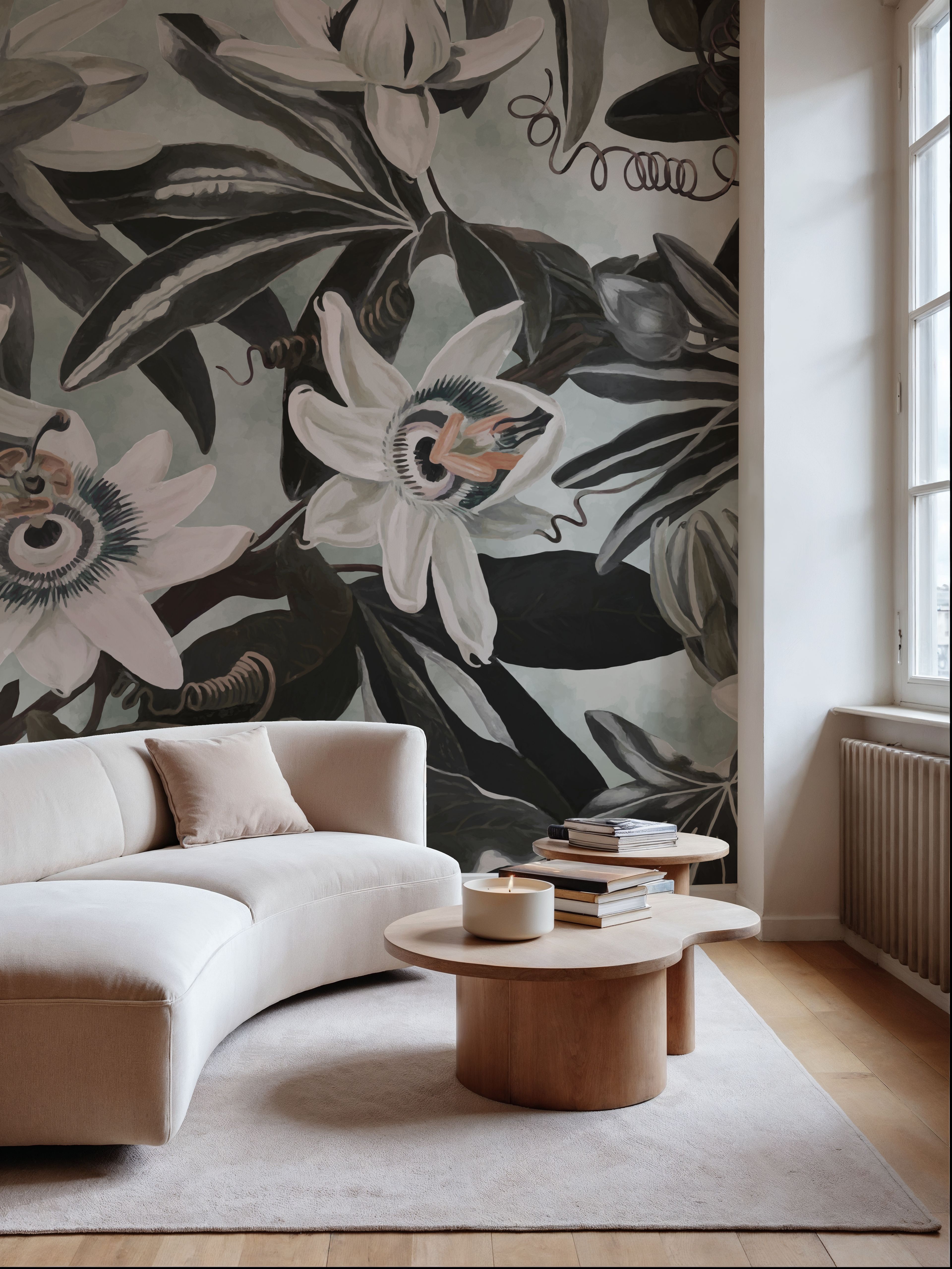 White Passiflora Green