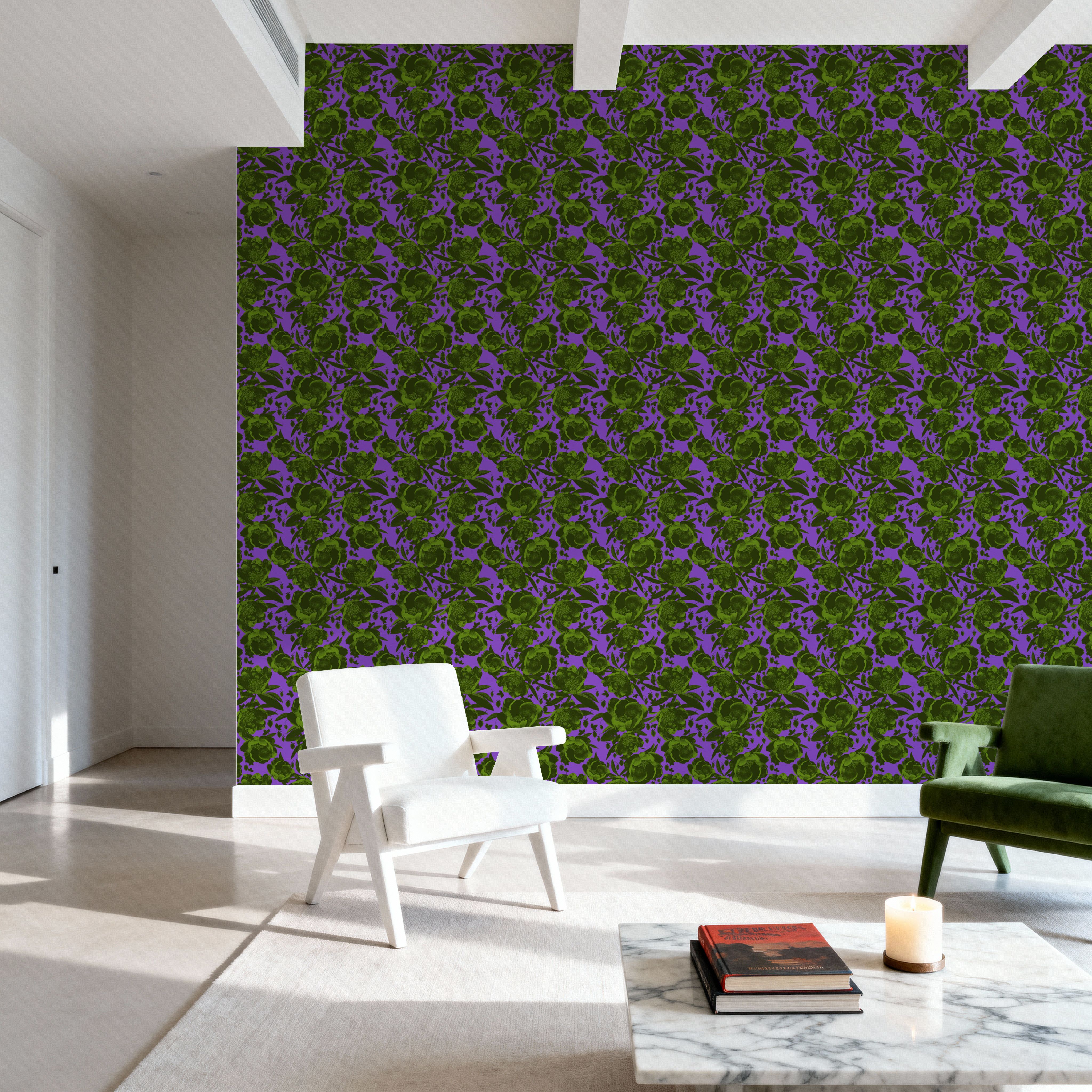 Pop Peonies, Green & Purple