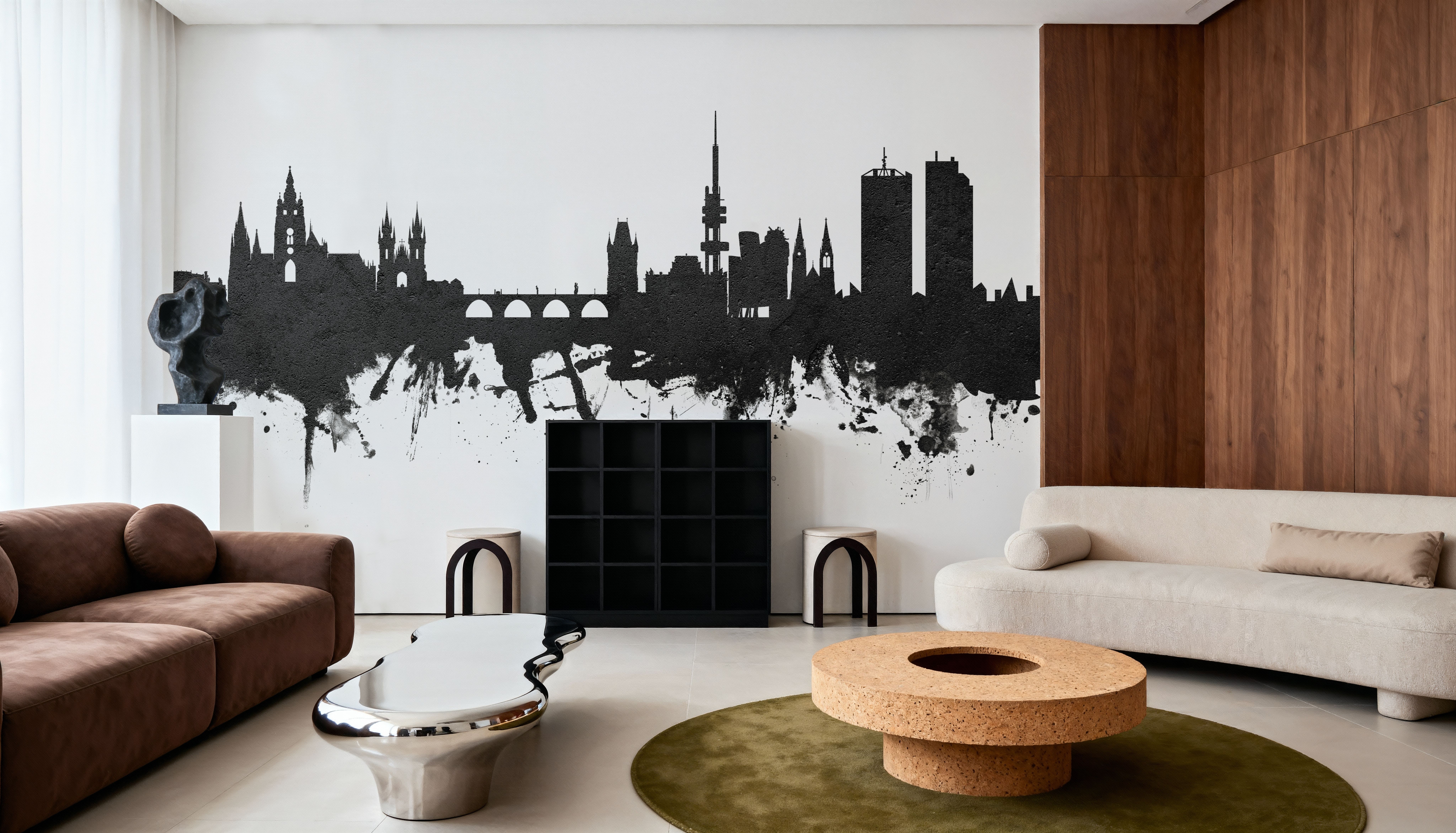 Prague (Praha) Czech Republic Skyline Black & White