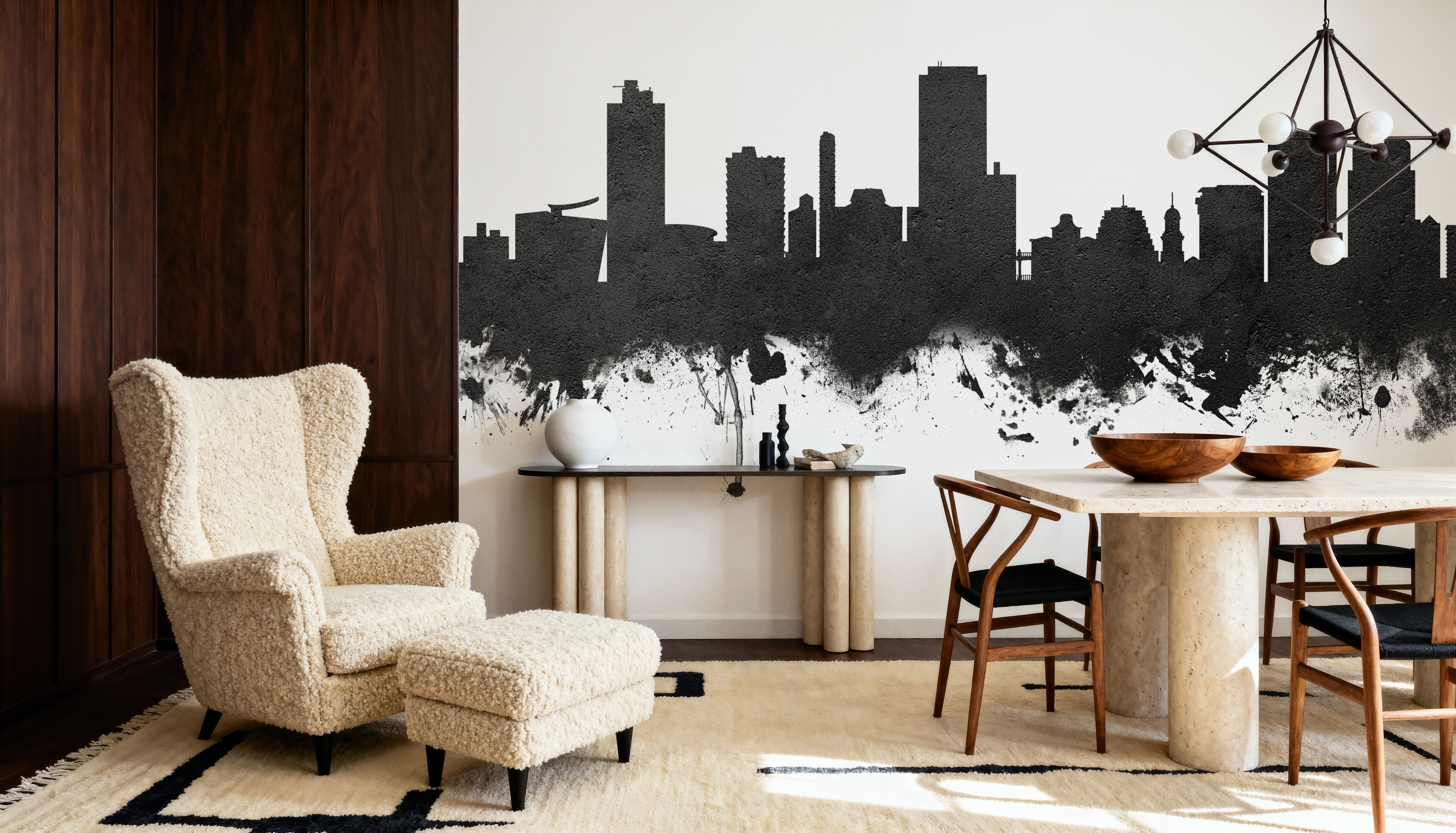 Wellington New Zealand Skyline Blck & White