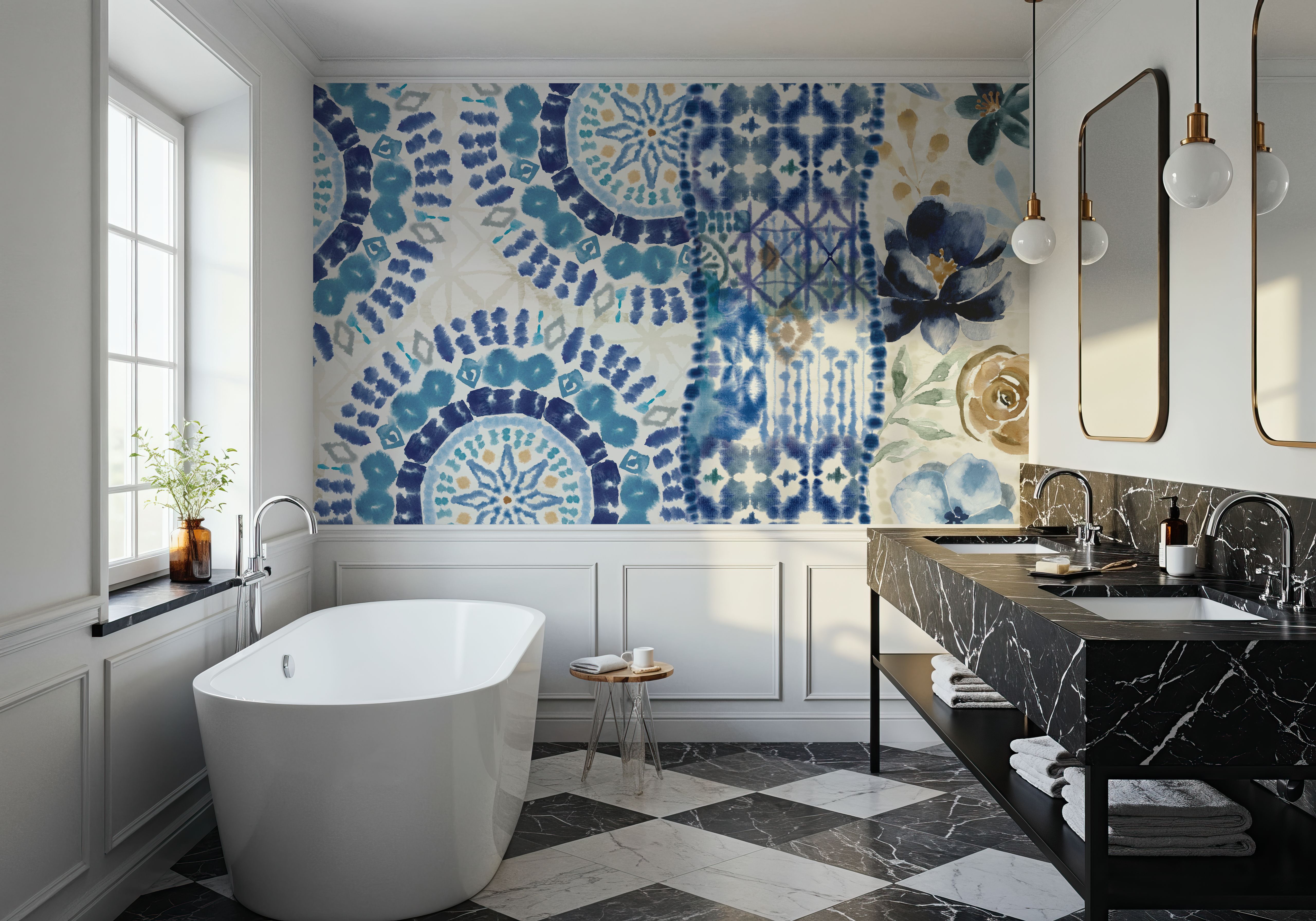 Indigo Splashes, Papier peint