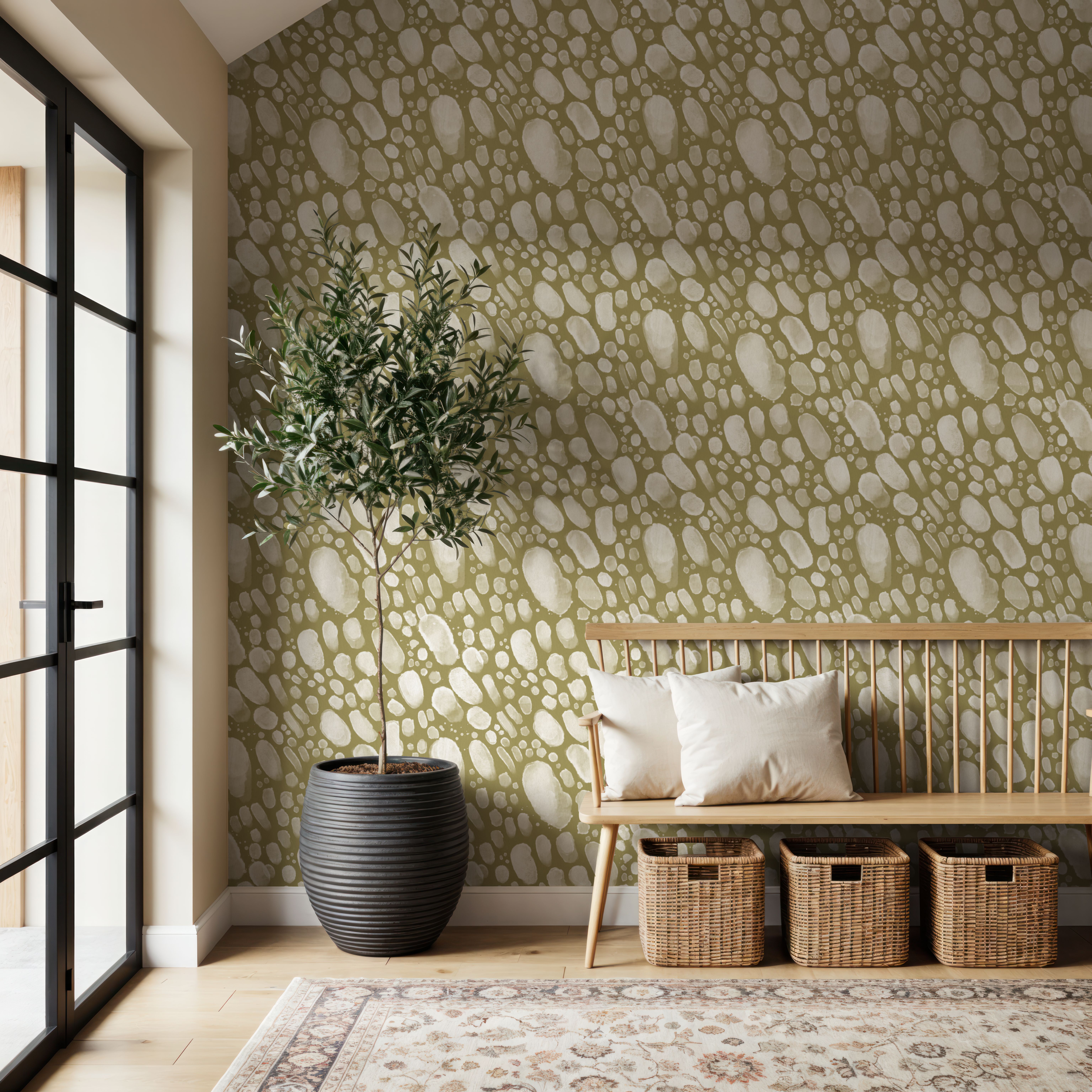 Oil on Water Green, Wallpaper