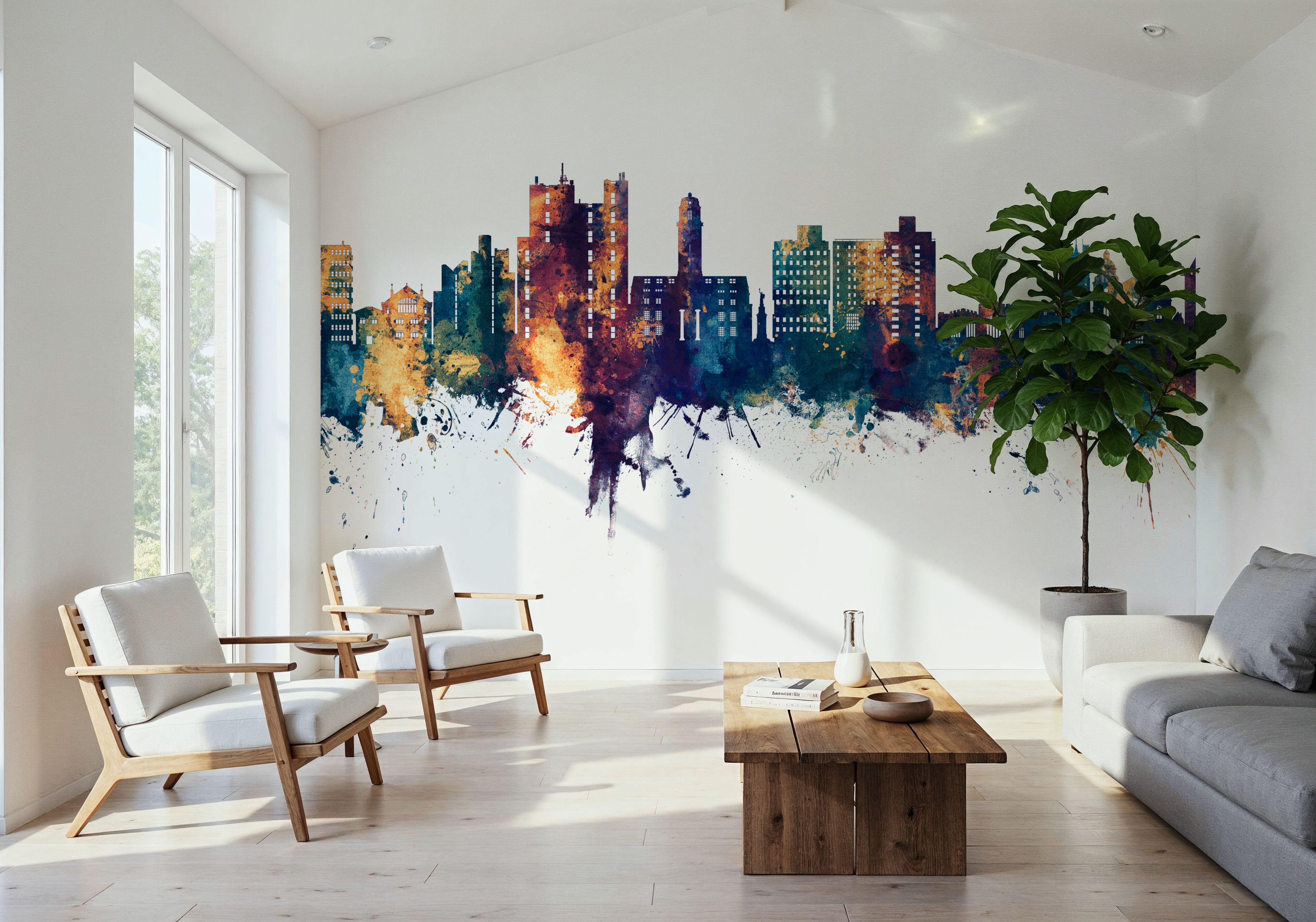 Luton England Skyline Blue & Bronze, Wallpaper