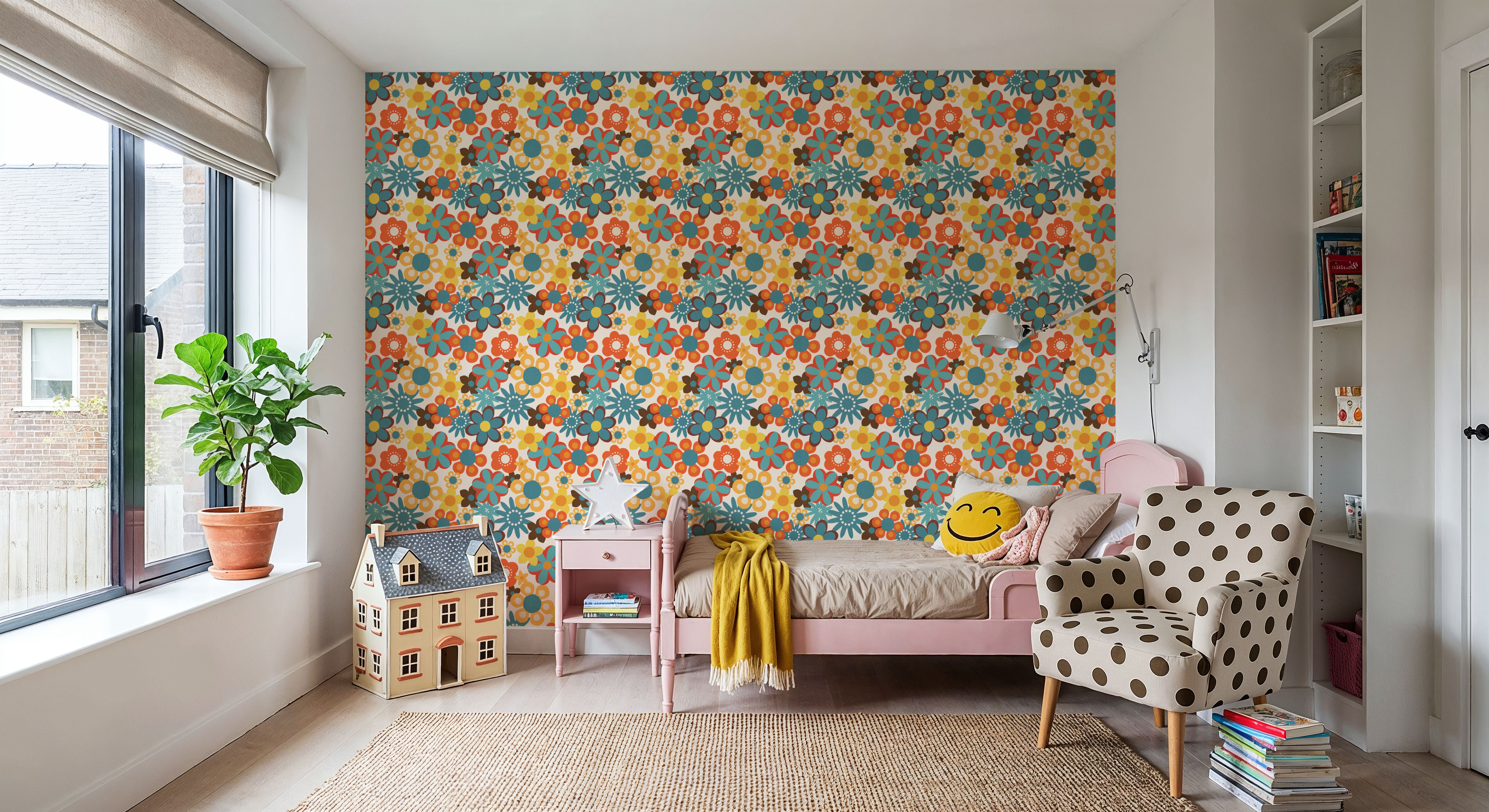 Flower Power, Yellow on Cream