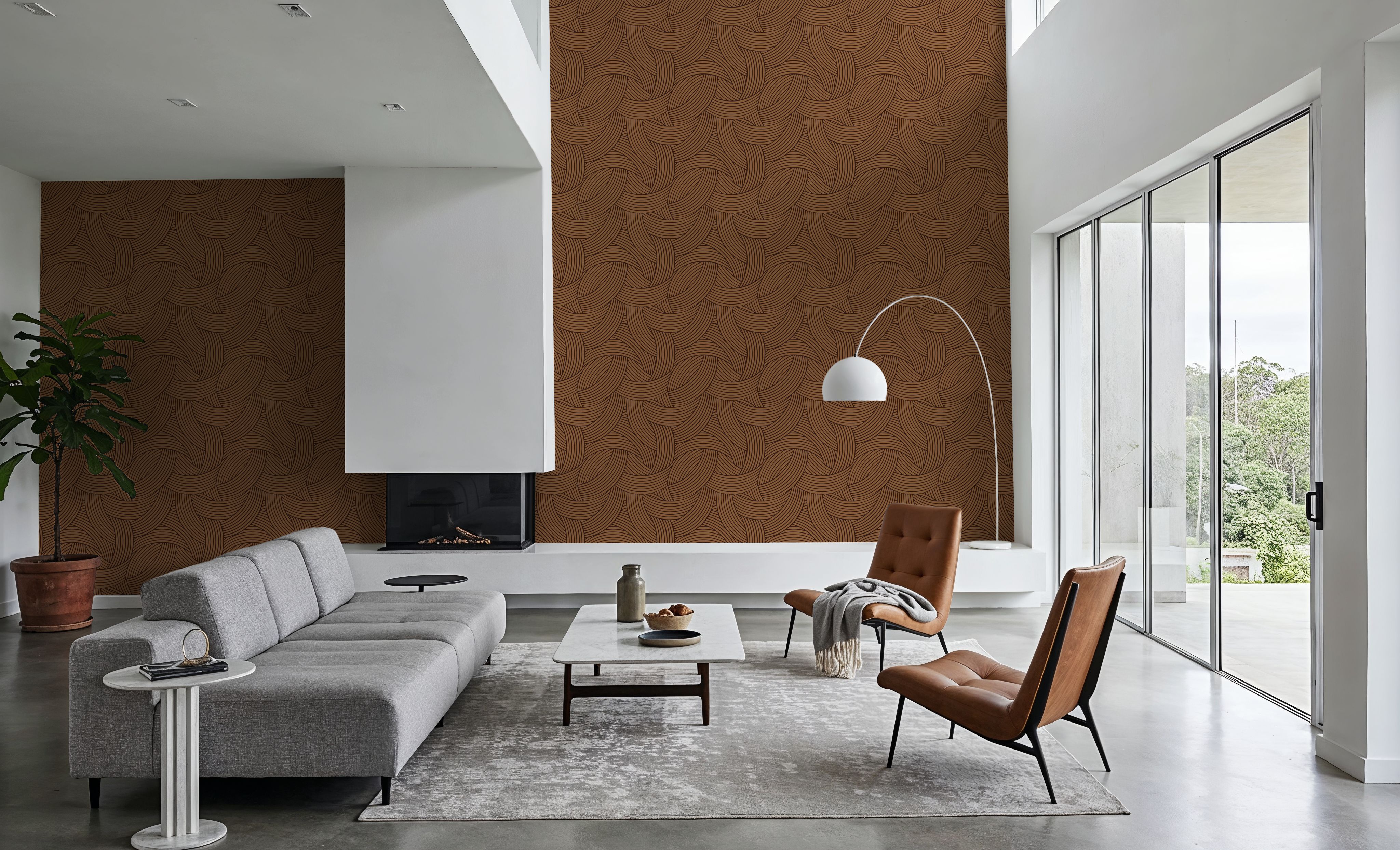 Woven Earth, Caramel, Wallpaper