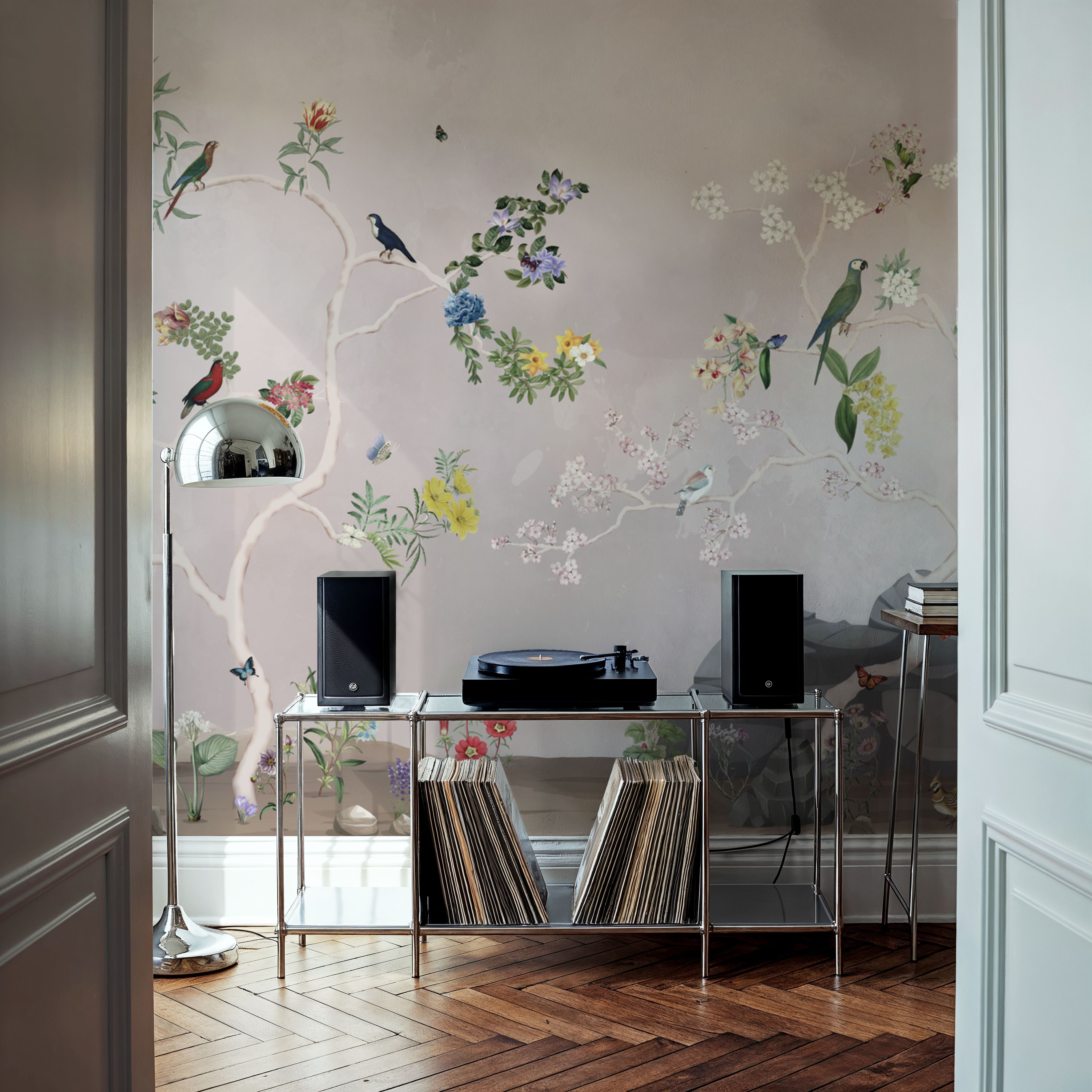 Birds in the Garden Gray