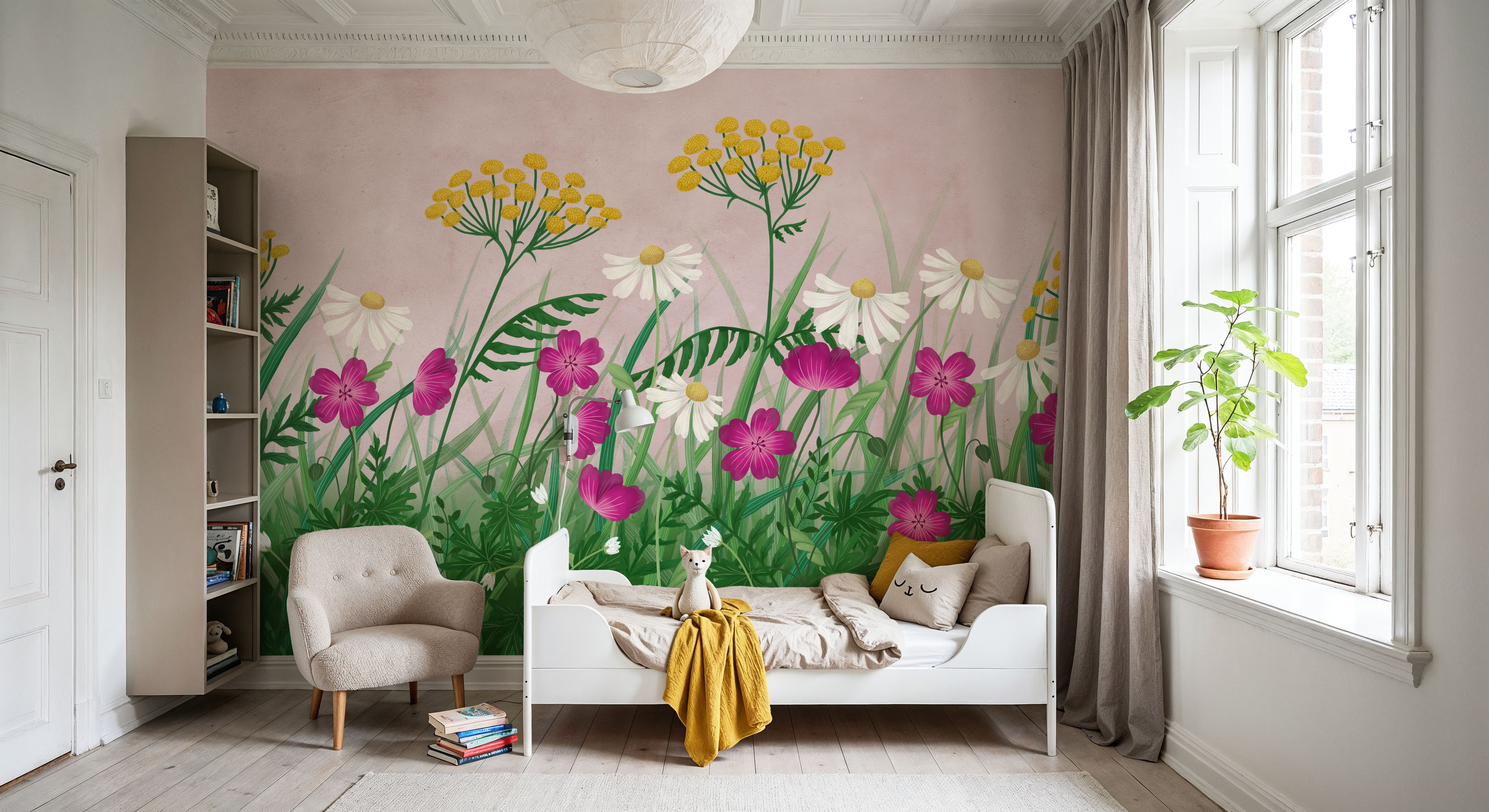 Geranium Meadow, Pink, Wallpaper