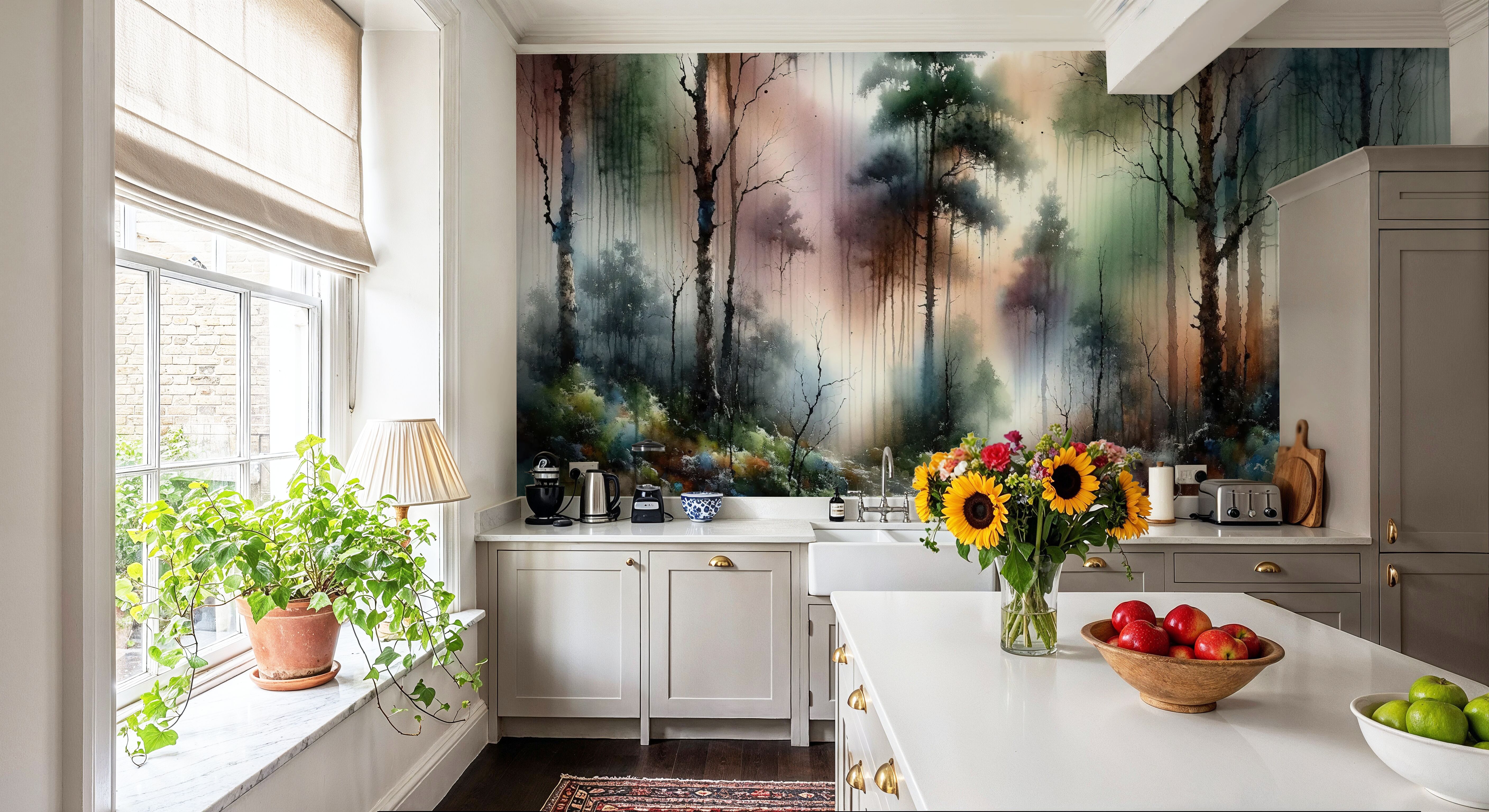 Mysterious Forest Enveloped in Thick Fog