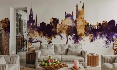 Bath England Skyline Purple & Gold
