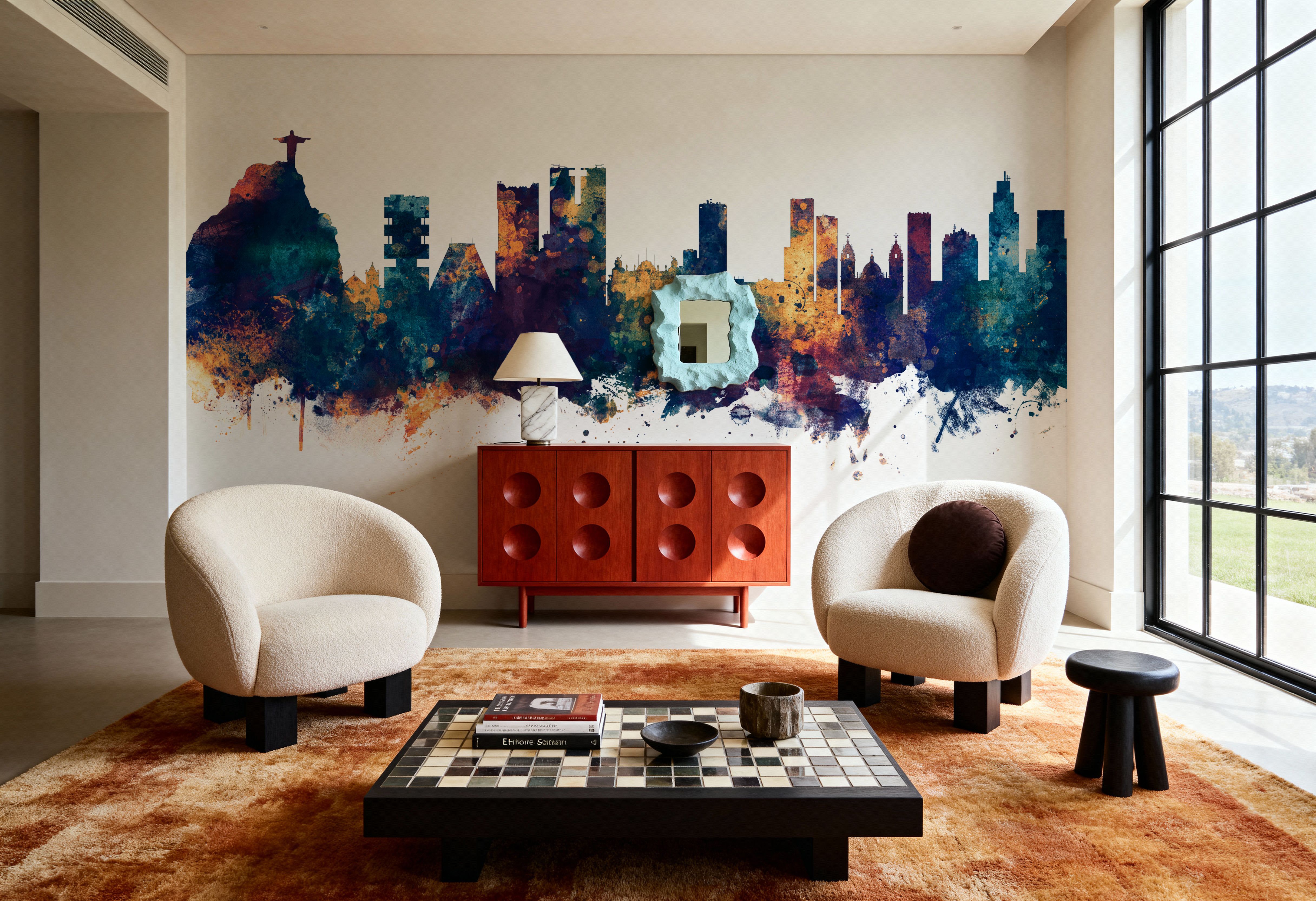 Rio de Janeiro Brazil Skyline Blue & Bronze, Wallpaper