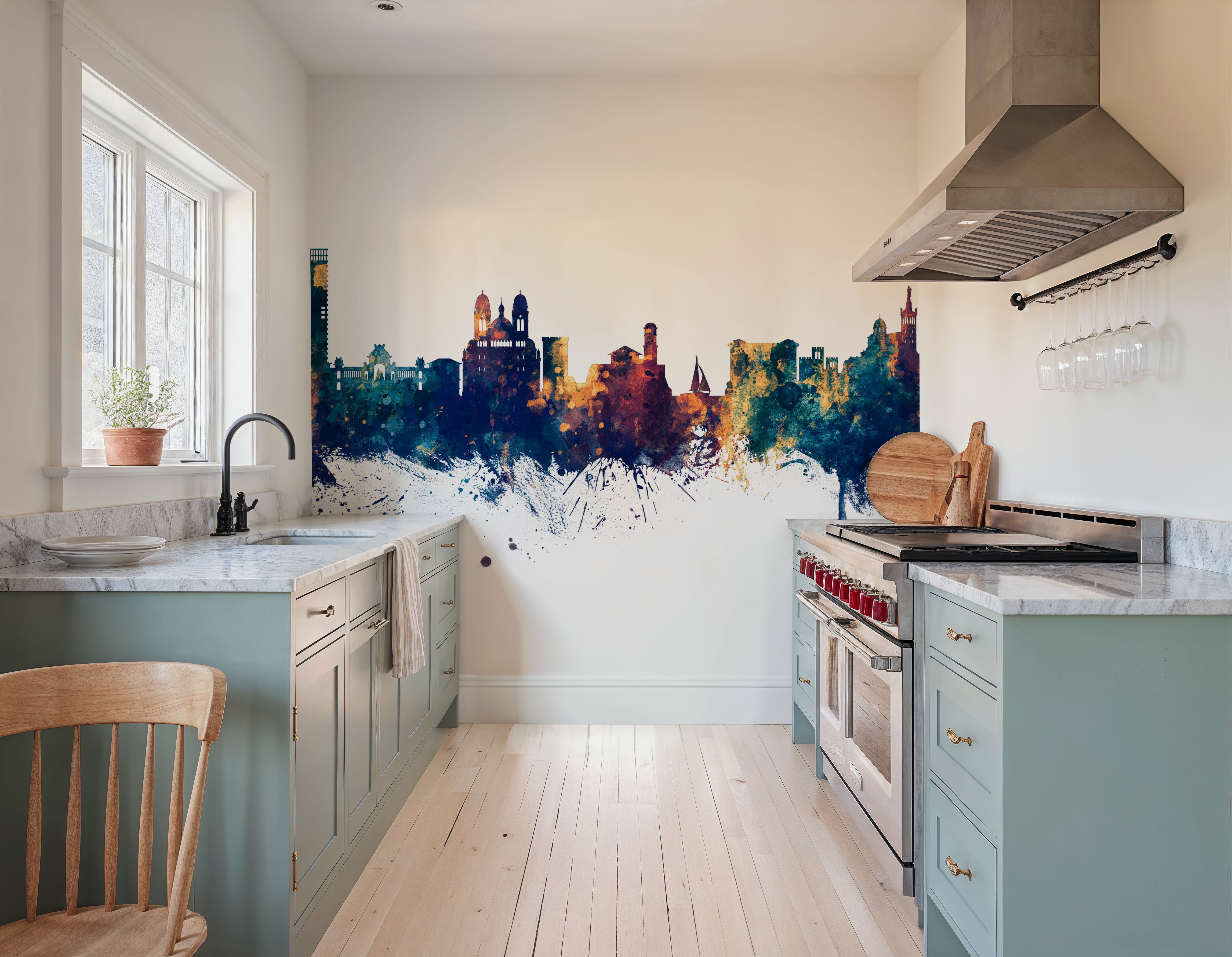 Marseille France Skyline Blue & Bronze