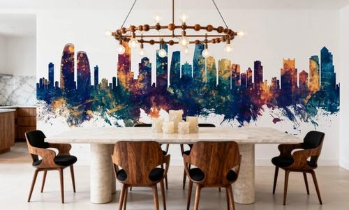 Gold Coast Australia Skyline Blue & Bronze