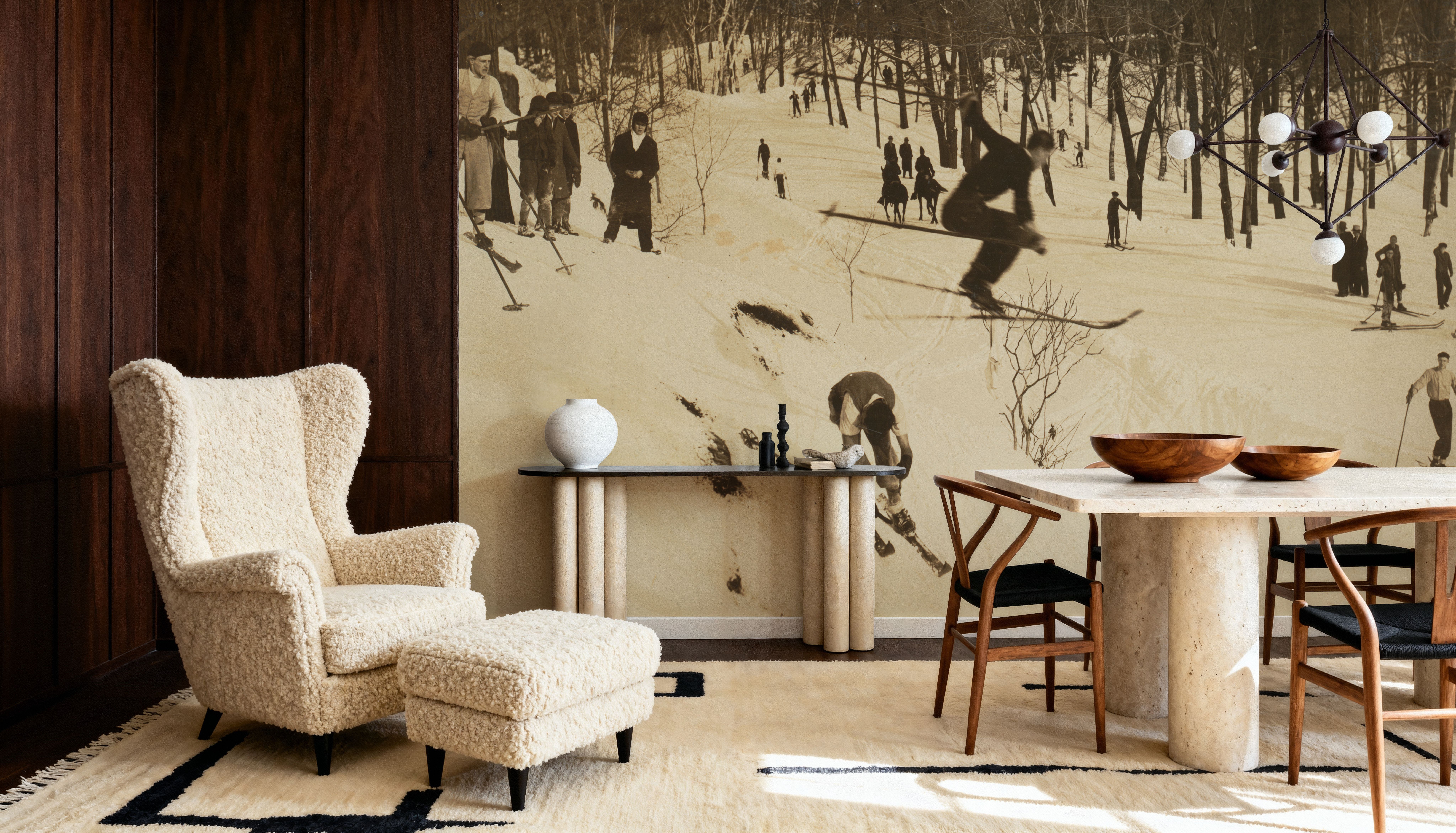 Vintage Skiing, Wallpaper