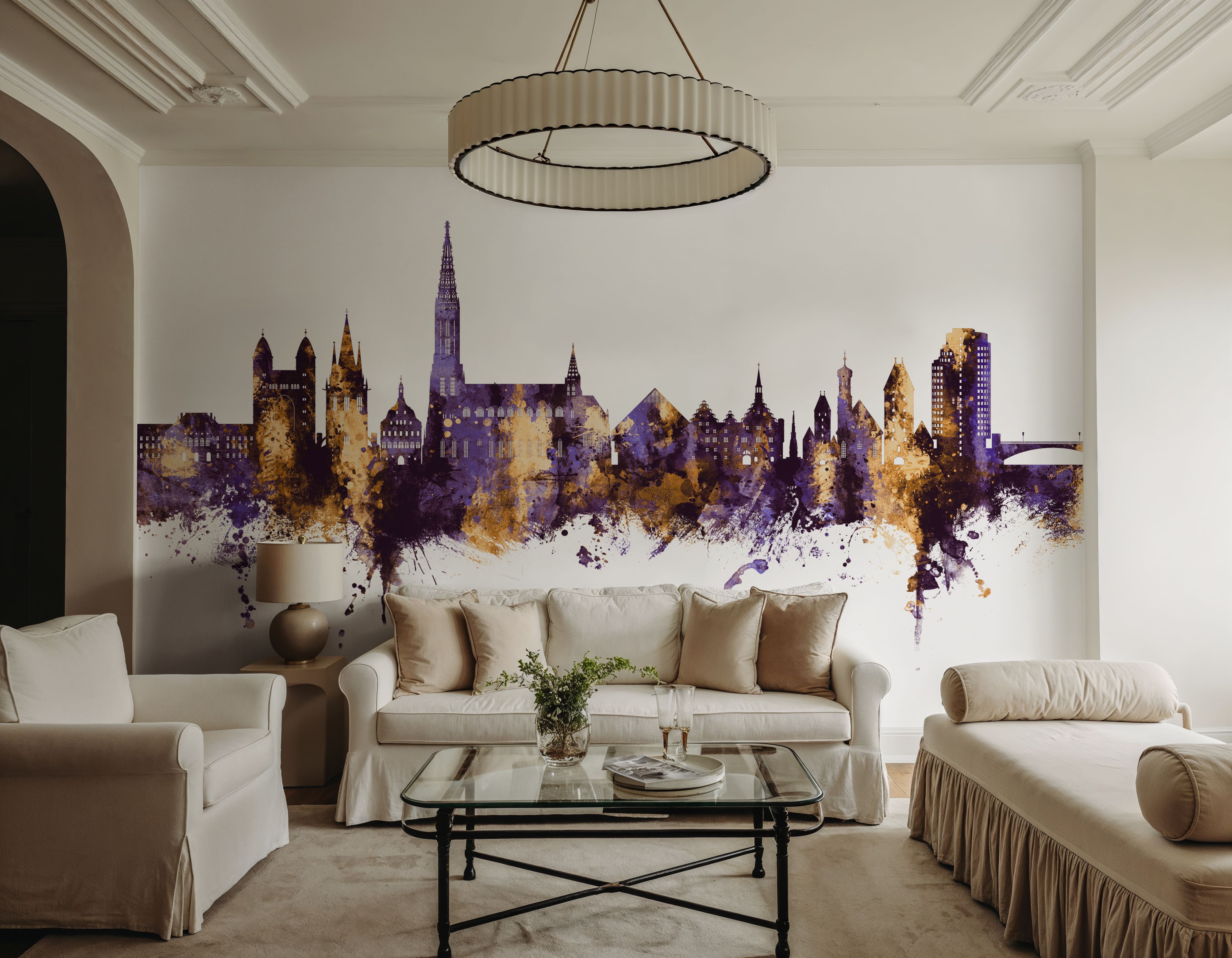 Ulm Germany Skyline Purple & Gold