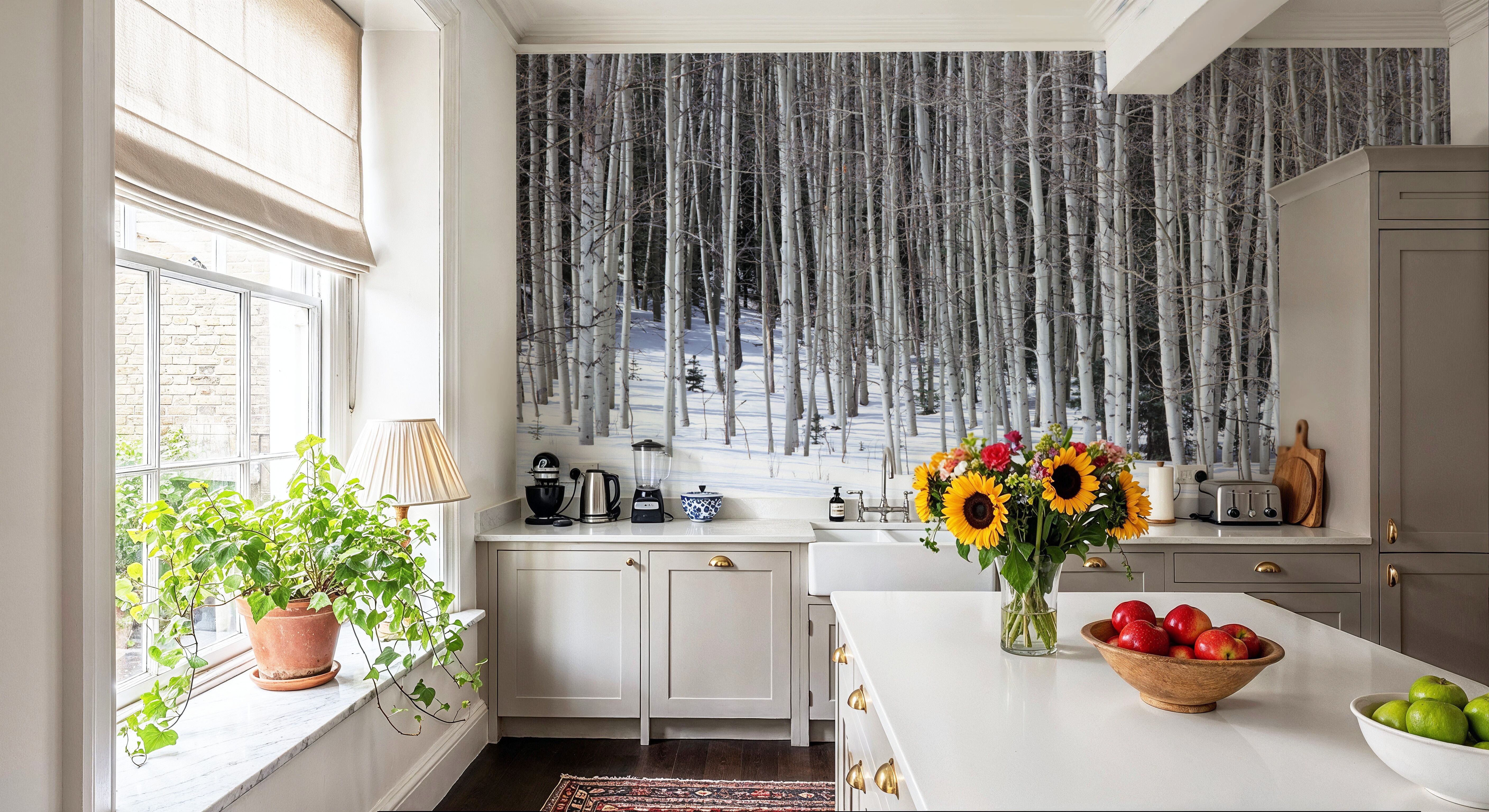 Winter Birch Stillness, Wallpaper