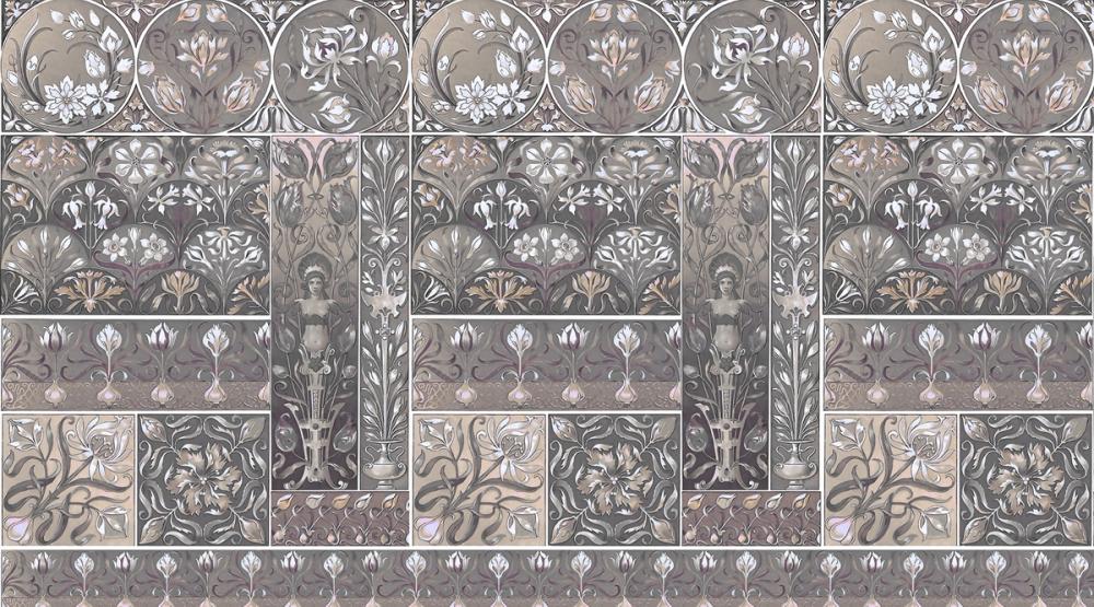 Art Deco Floral Wall Beige