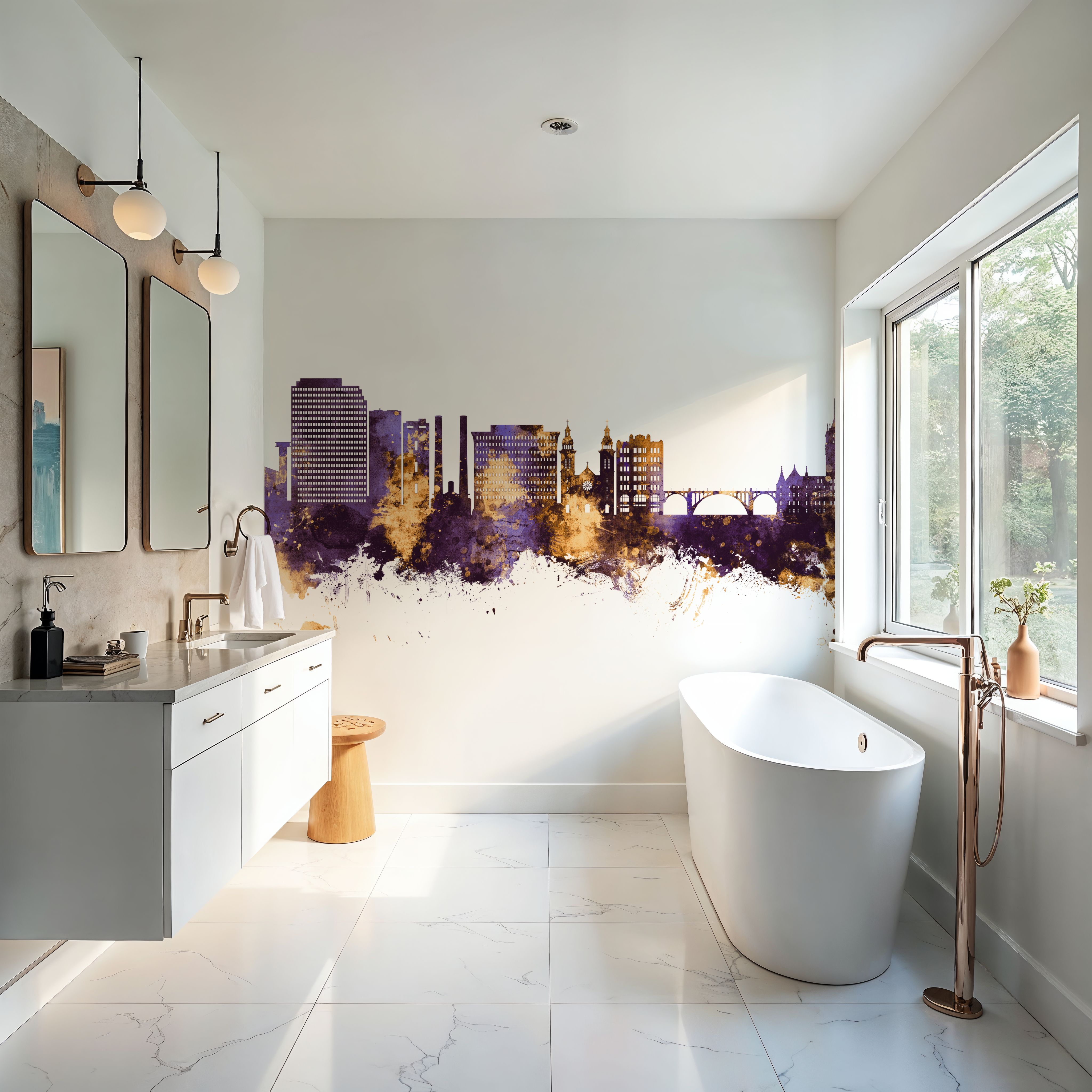 Spokane Washington Skyline Purple & Gold