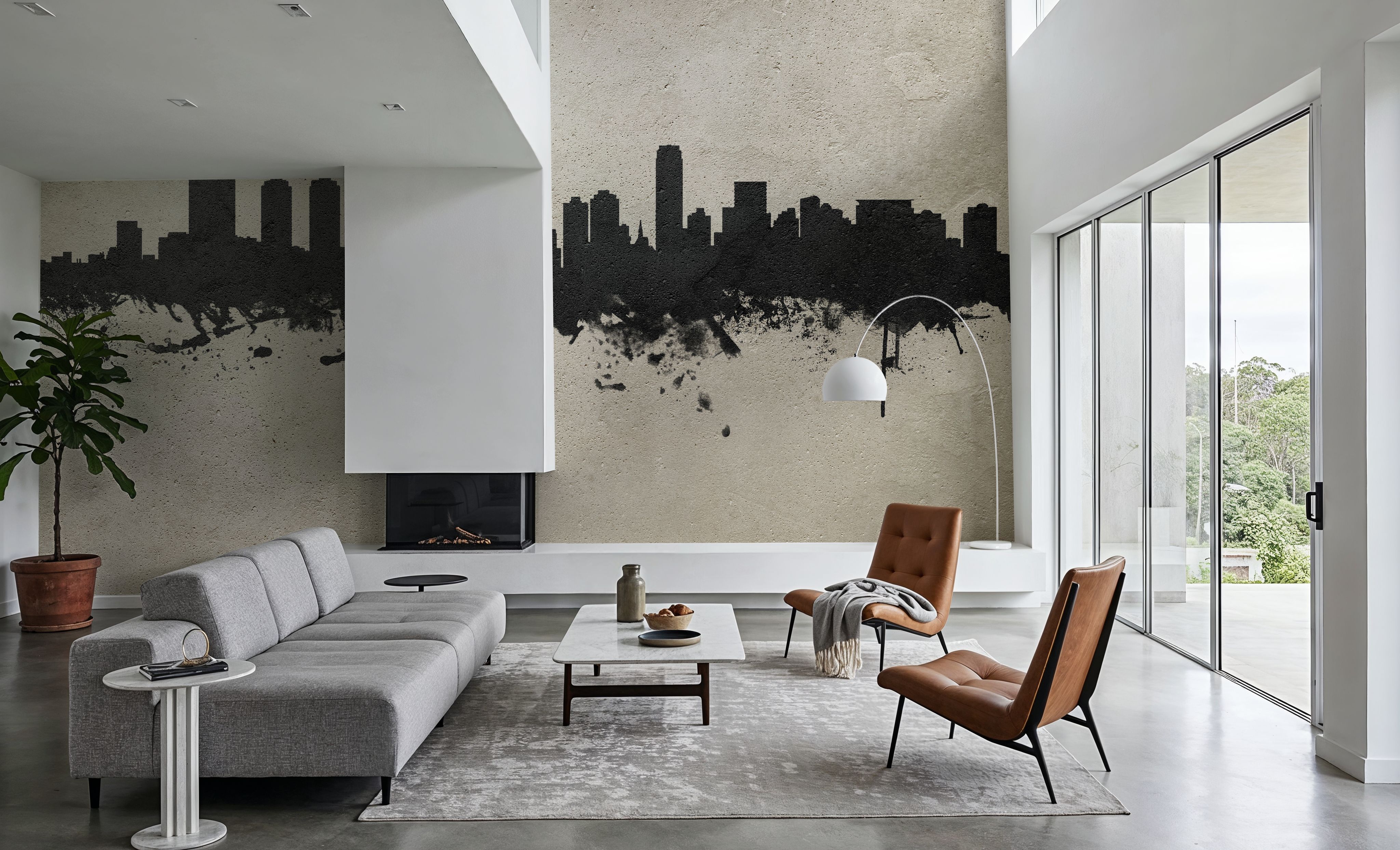 Jersey City New York Skyline Concrete, Wallpaper