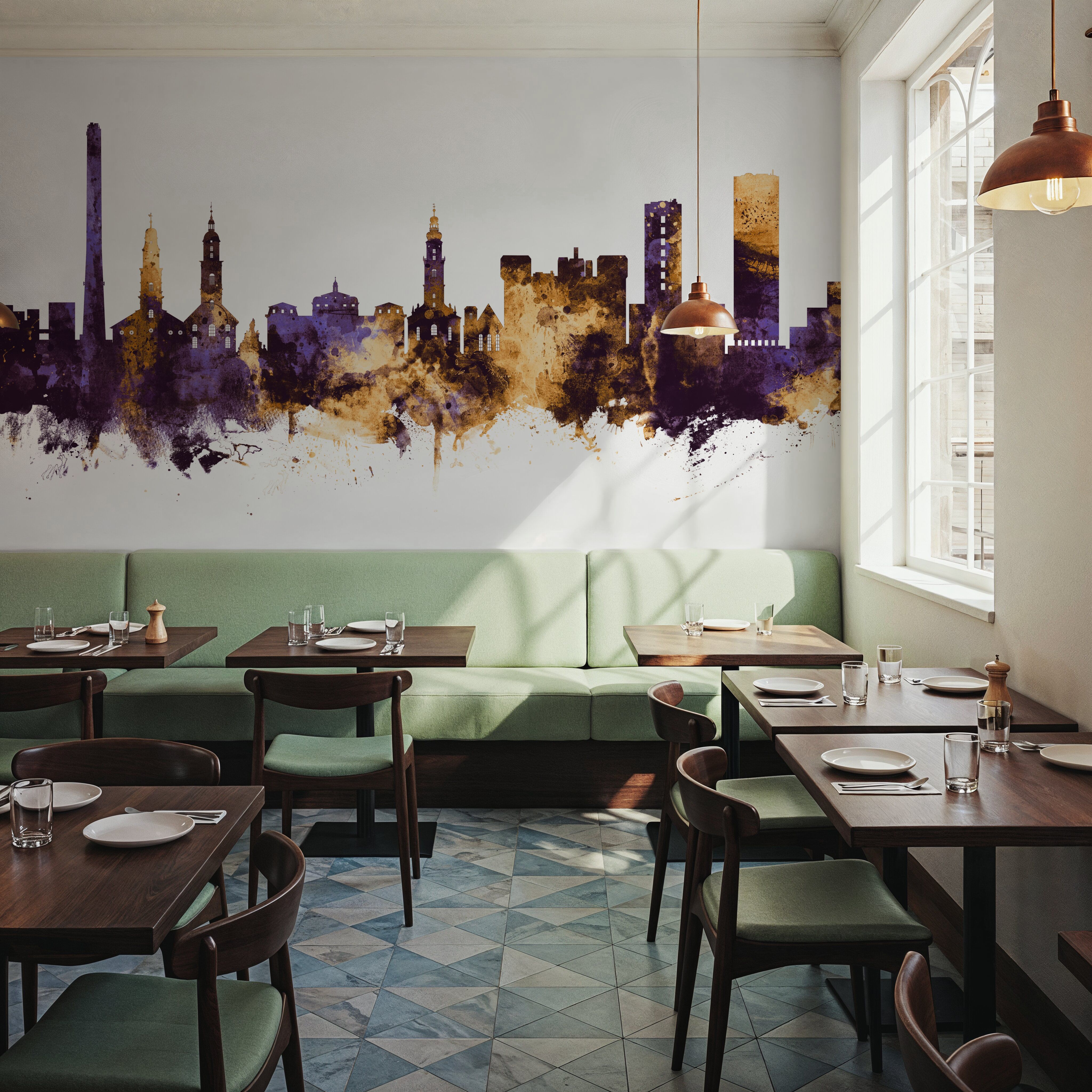 Erlangen Germany Skyline Purple & Gold