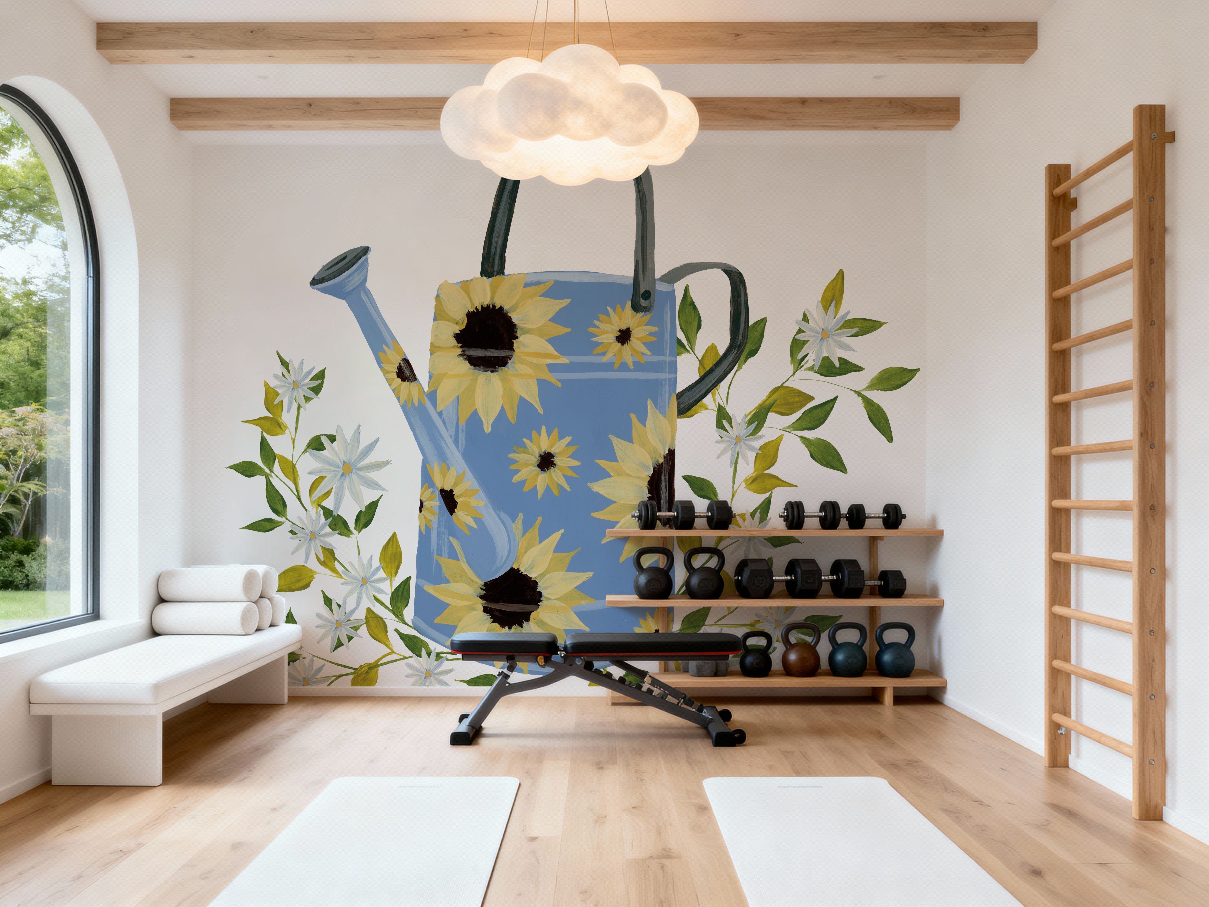 Watering Can with Daisies