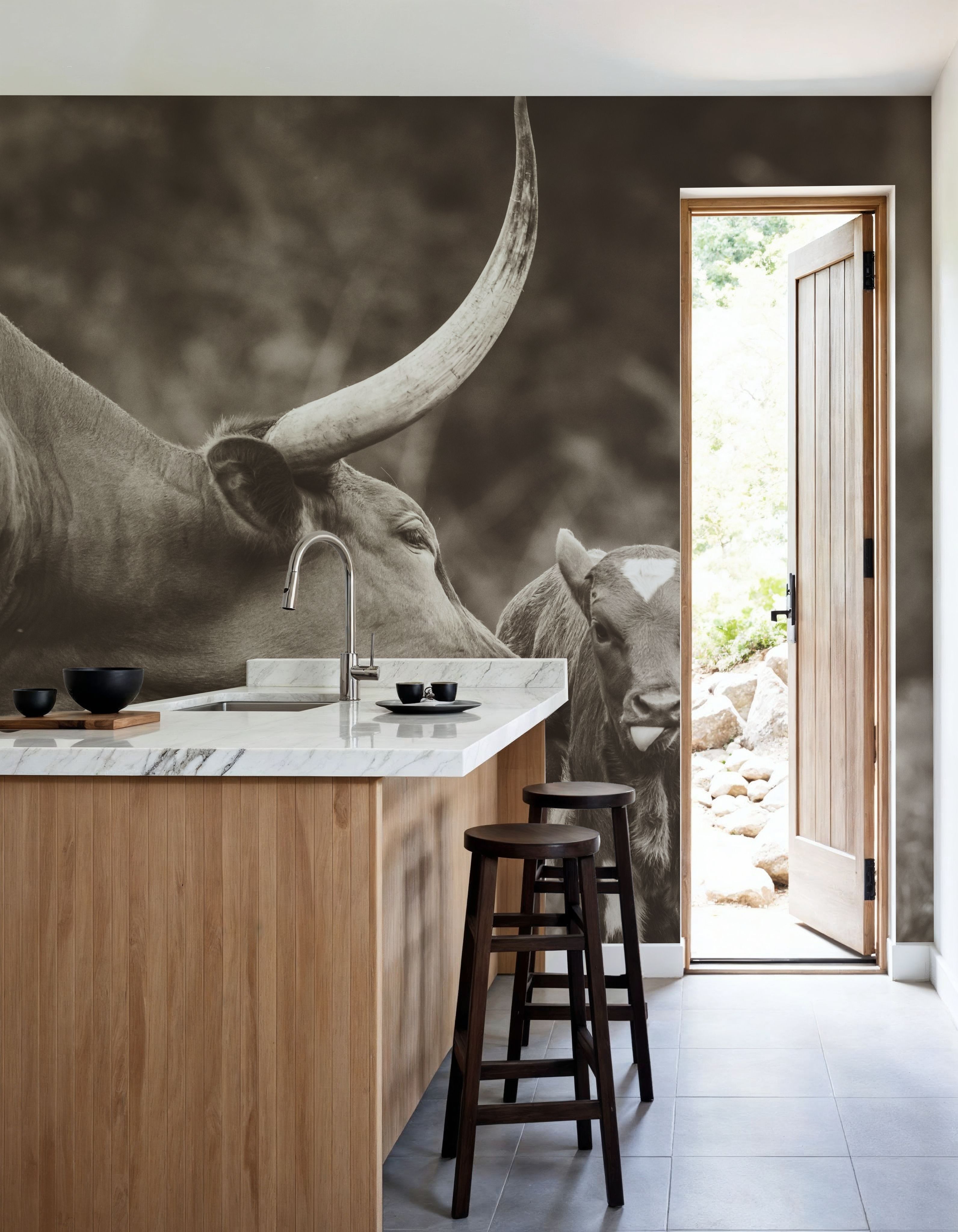 Longhorn Pasture Pair Sepia