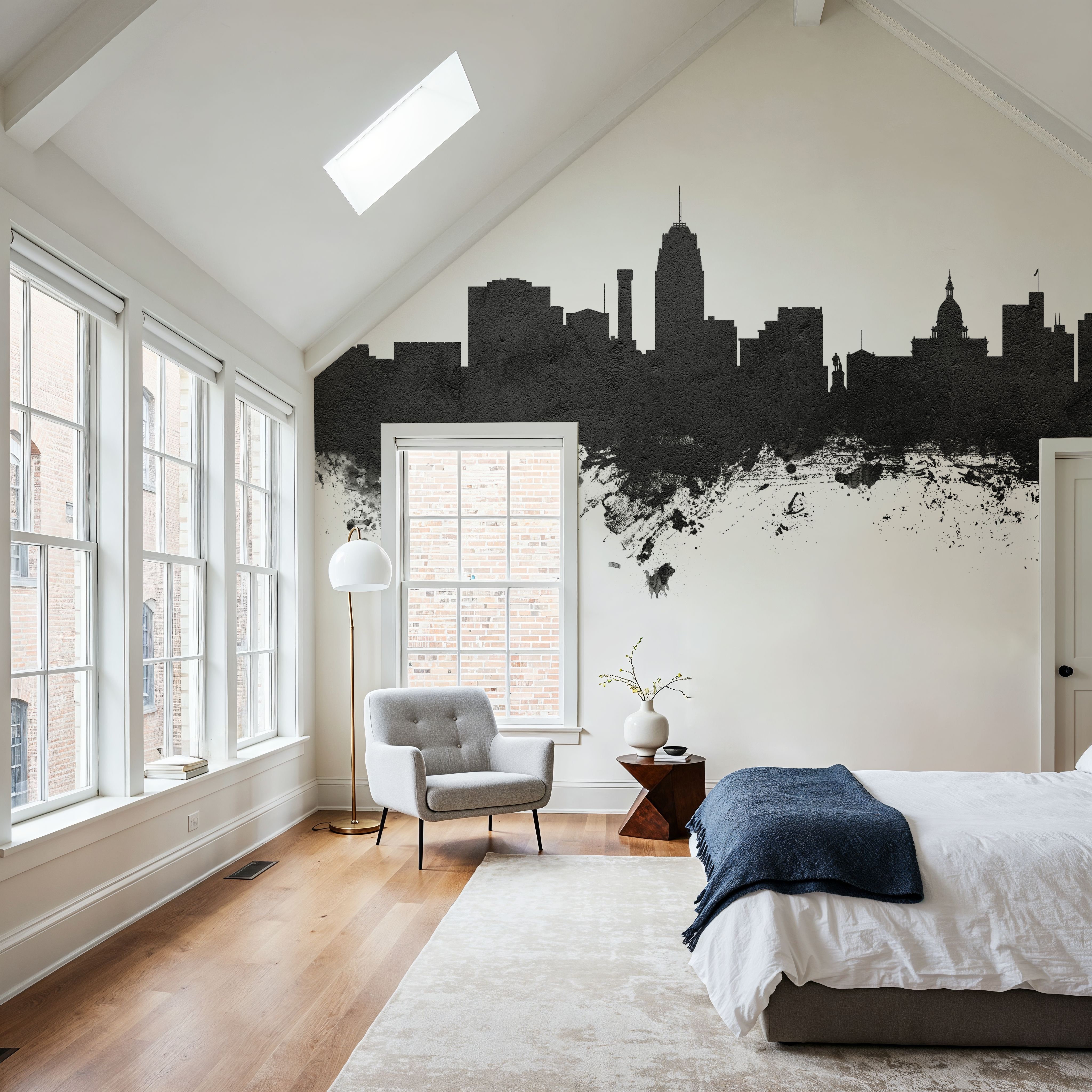 Lansing Michigan Skyline Black & White