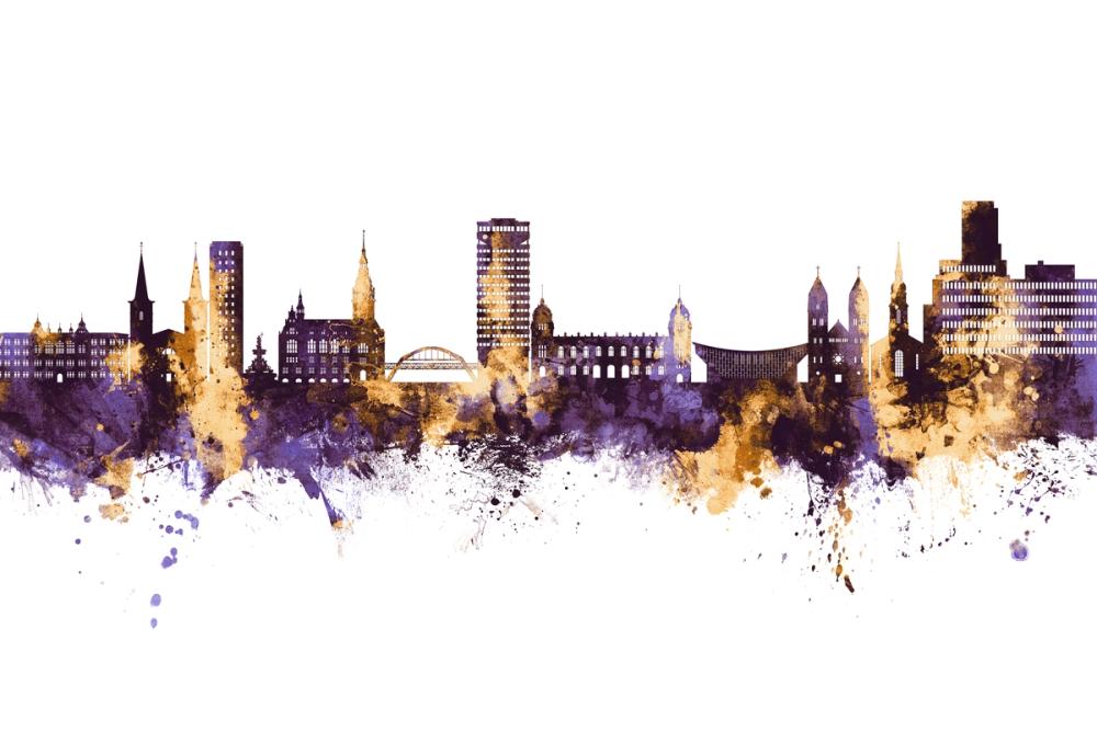 Wuppertal Germany Skyline Purple & Gold