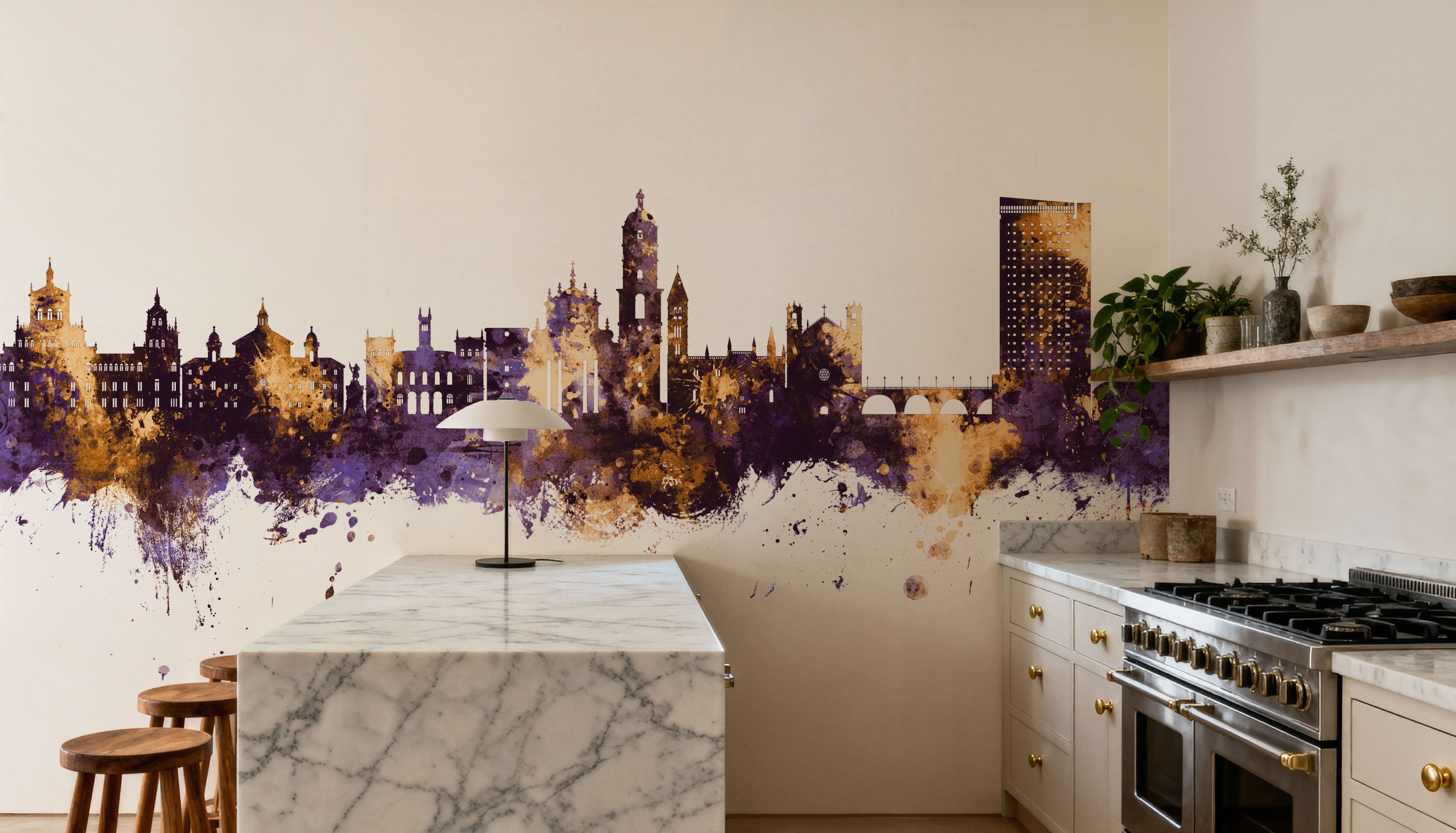 Valladolid Spain Skyline Purple & Gold