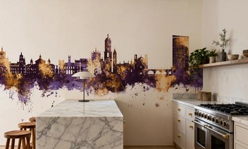 Valladolid Spain Skyline Purple & Gold