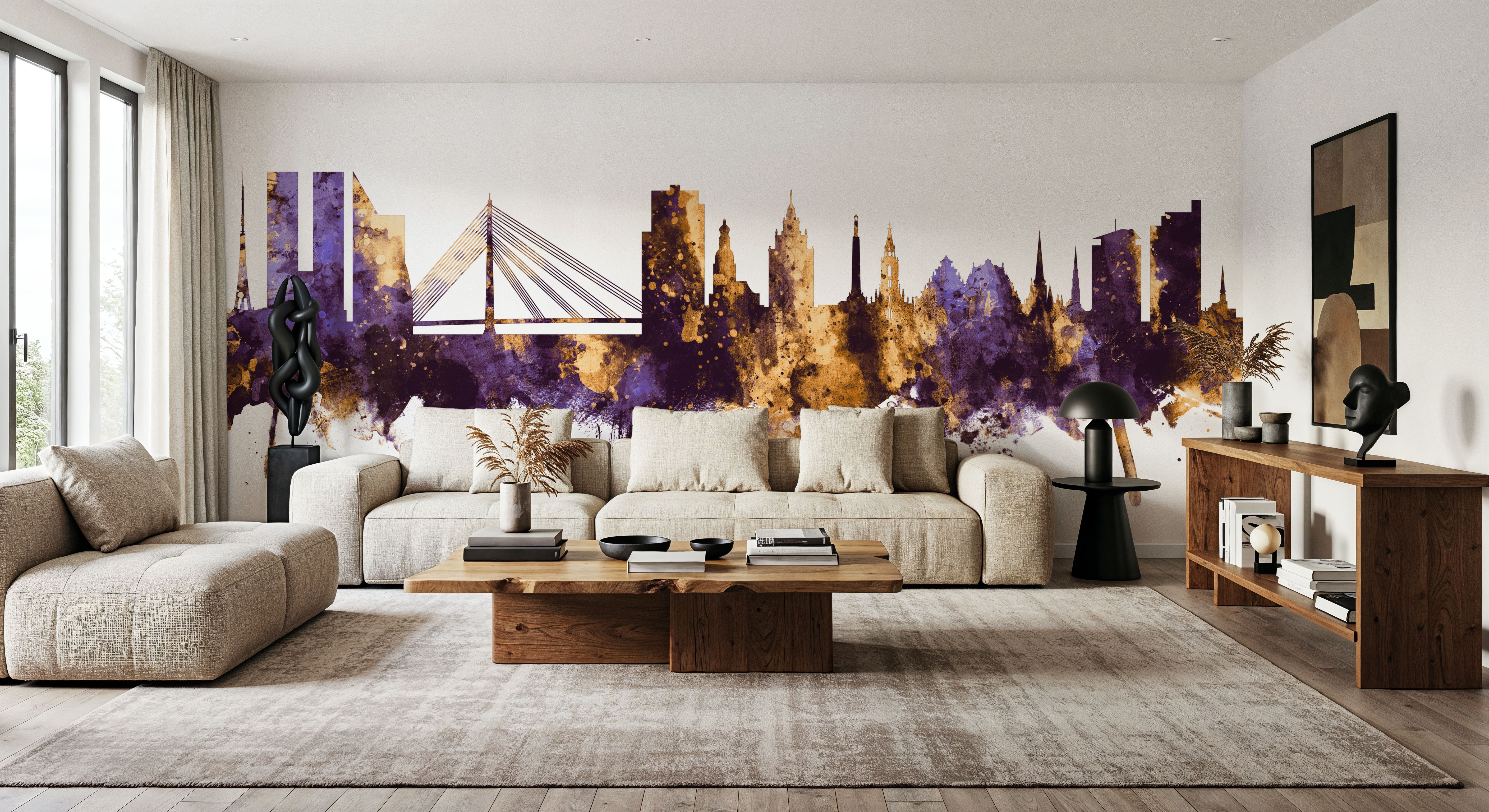 Riga Latvia Skyline Purple & Gold