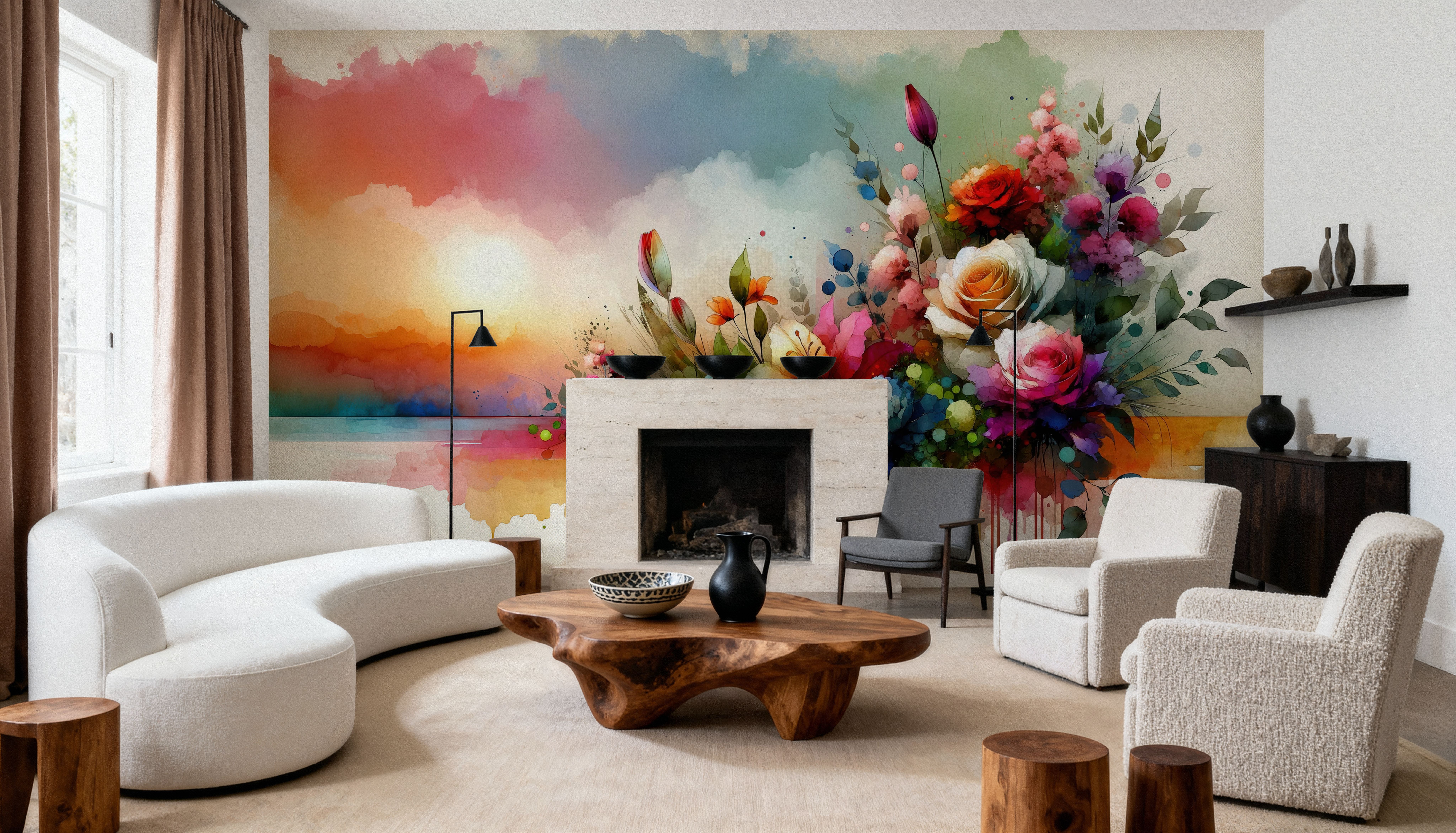 Watercolor Modern Artistic Garden