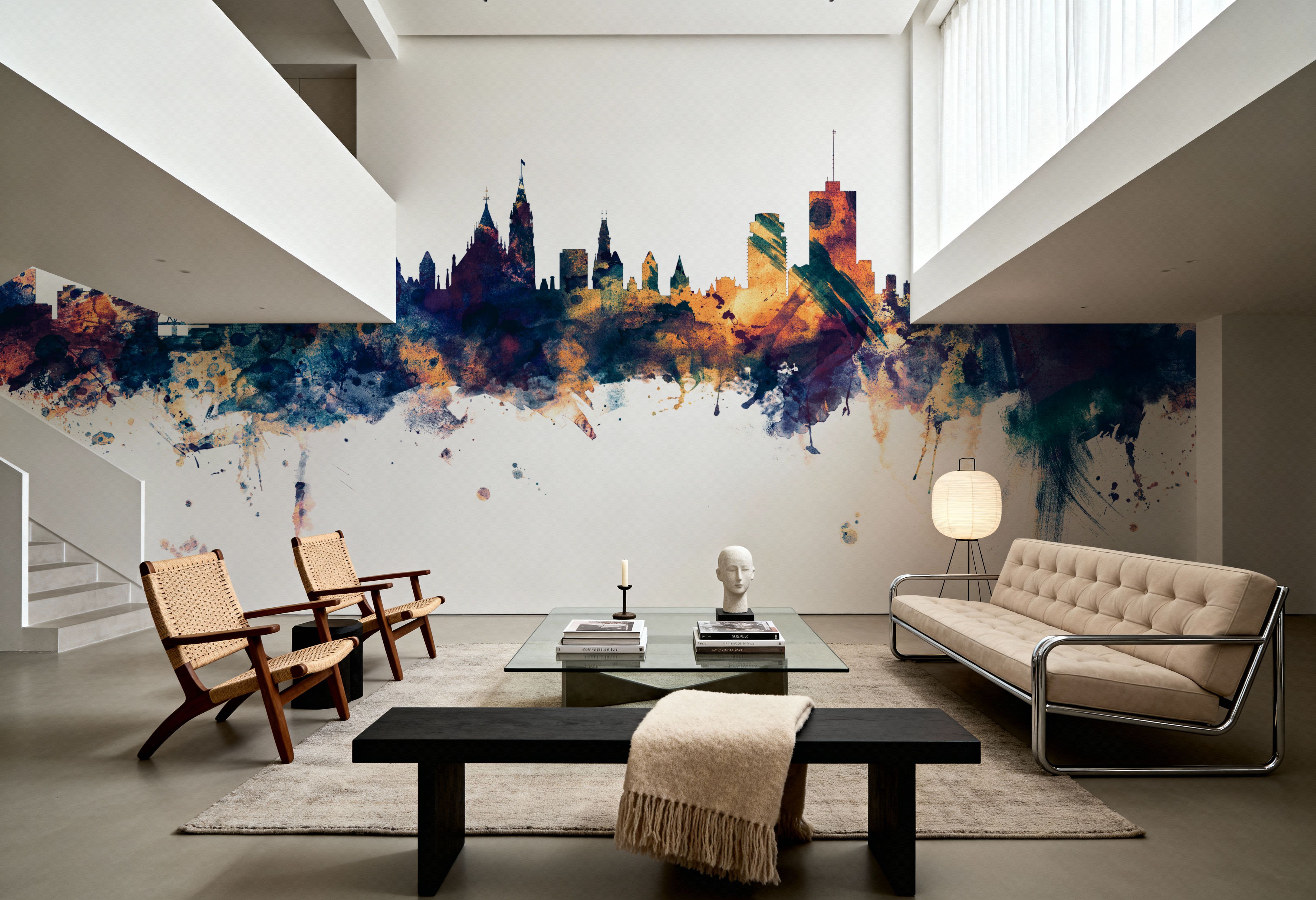Wall Mural - Ottowa Canada Skyline Blue & Bronze - Abstract mural wallpaper - Bedroom - Wallism US - Premium, Textured or Peel & Stick