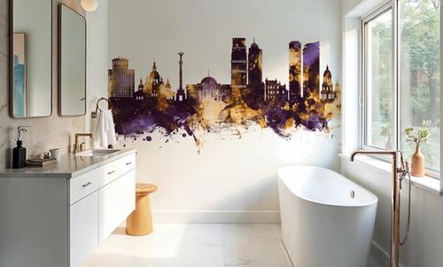 Kyiv Ukraine Skyline Purple & Gold