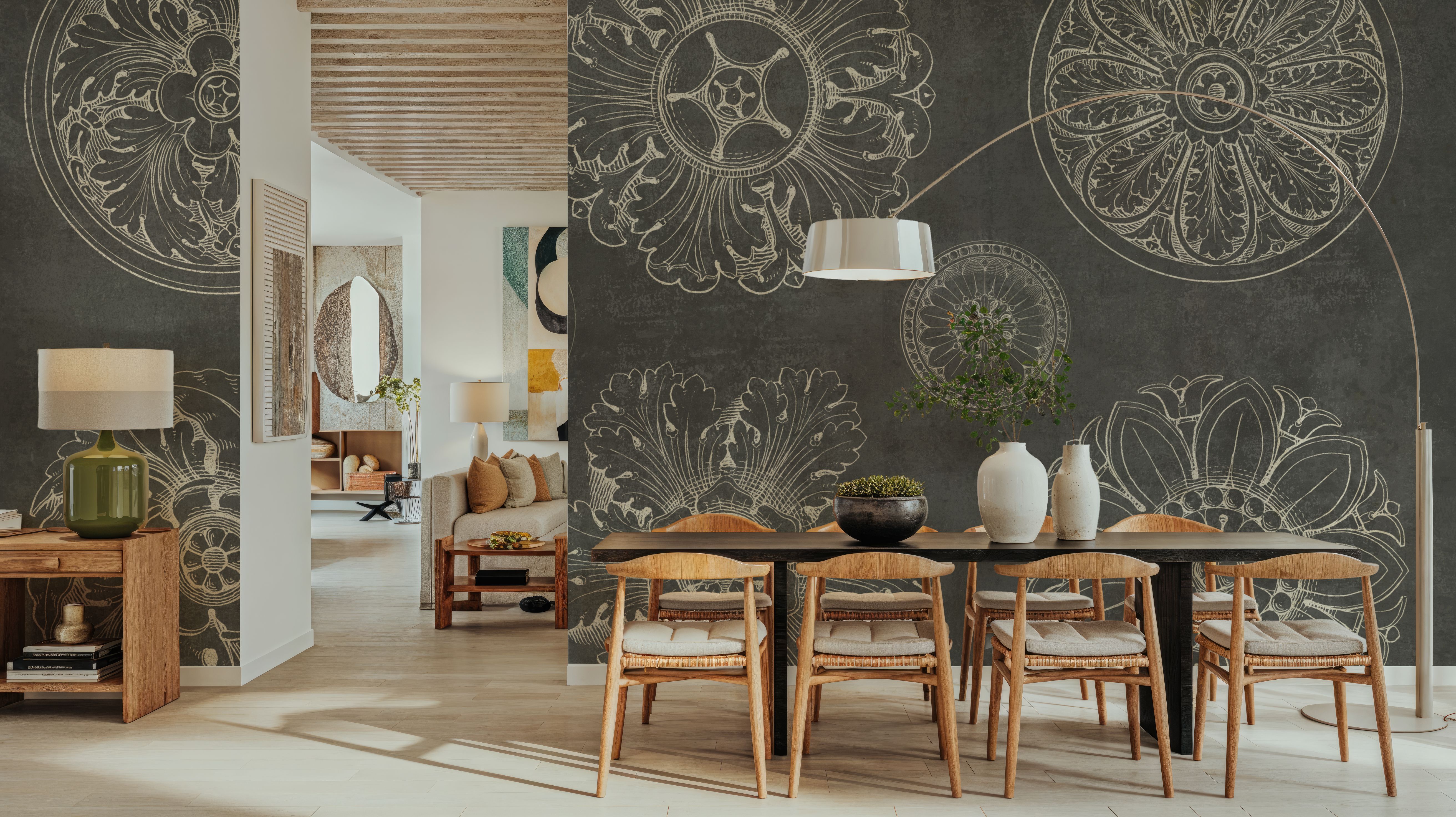 Rosette IX Gray, Wallpaper