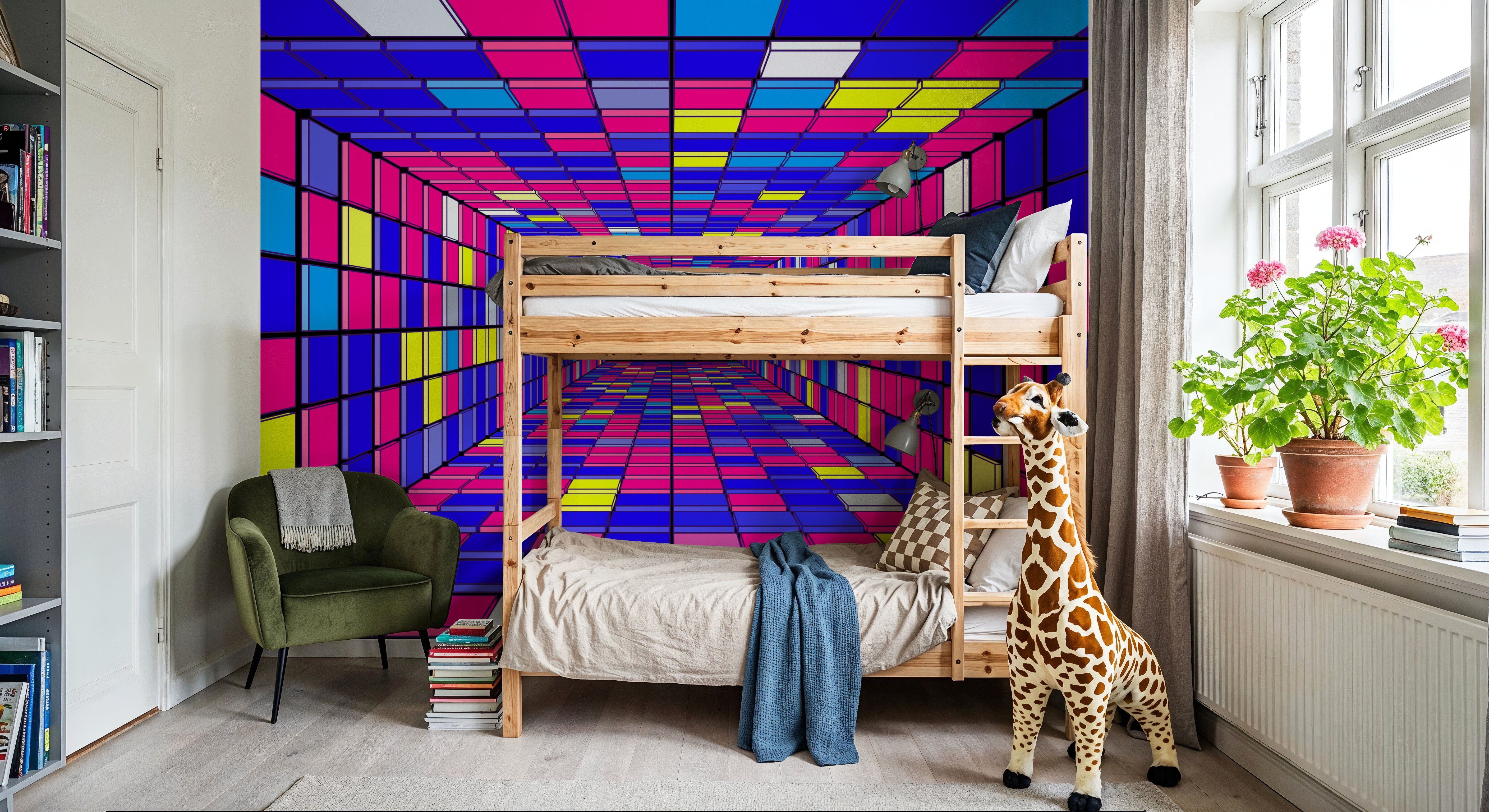 Retro Game Tunnel, Purple, Behang