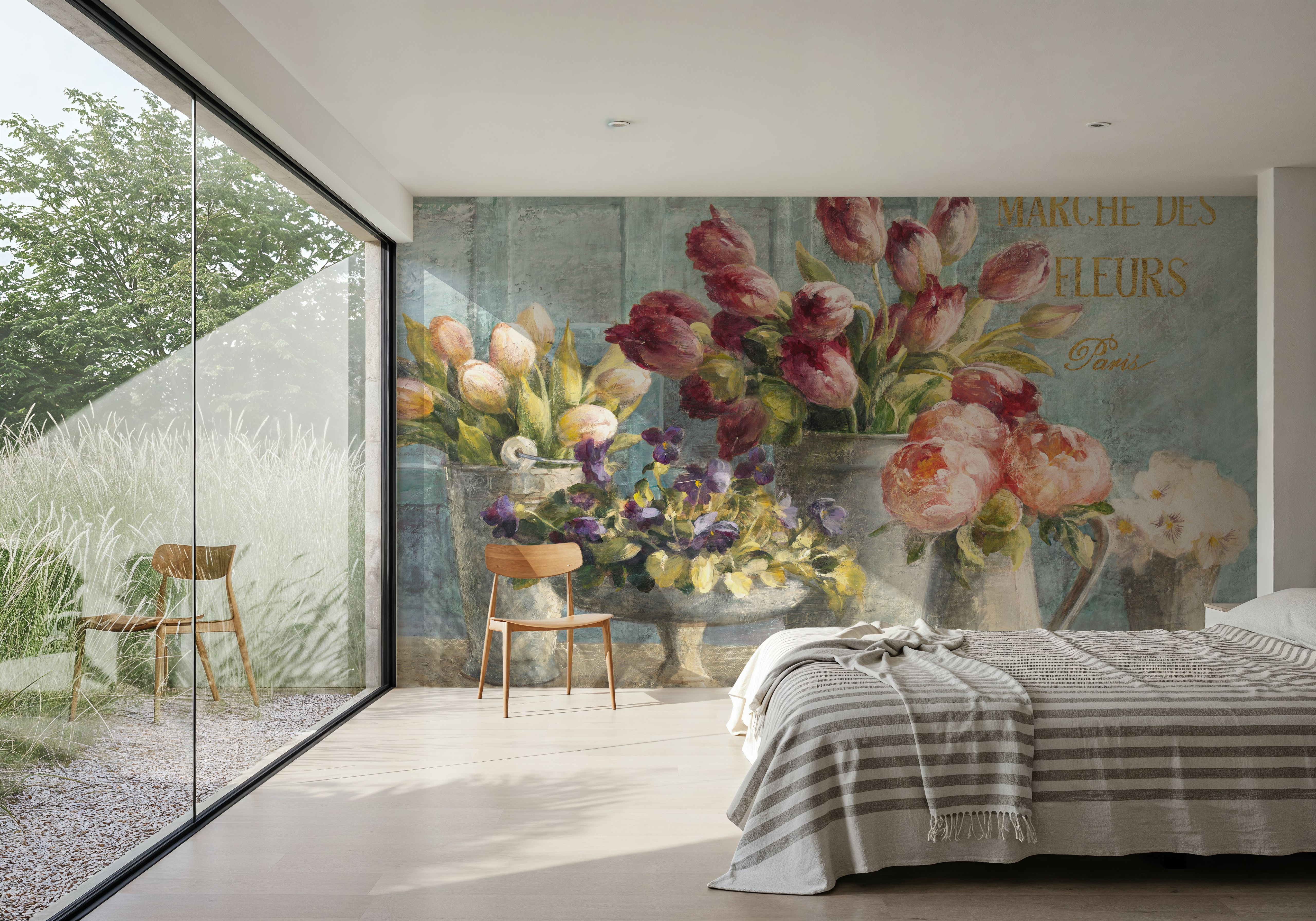 Marche des Fleurs Blue Gold, Tapeten