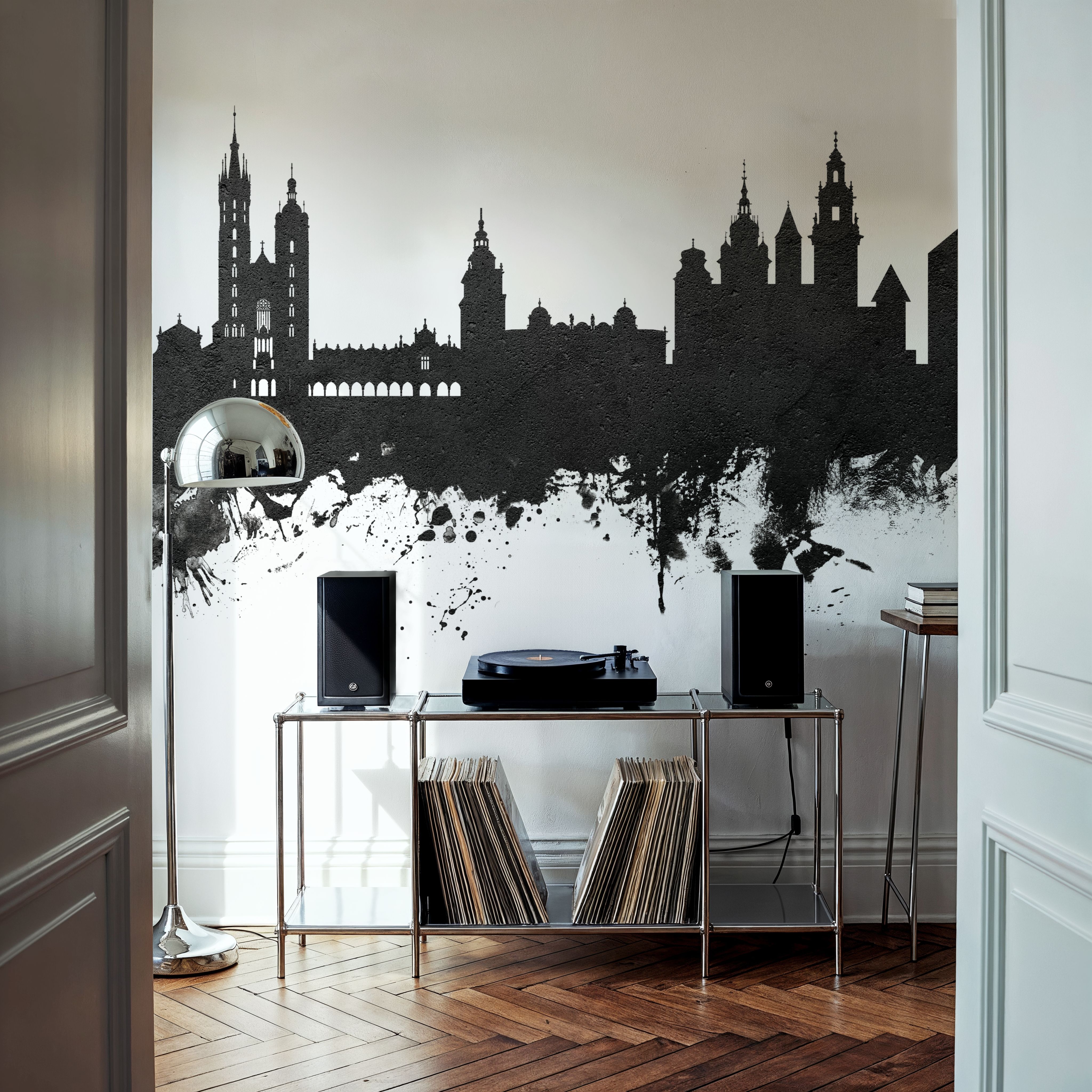 Krakow Skyline Black & White