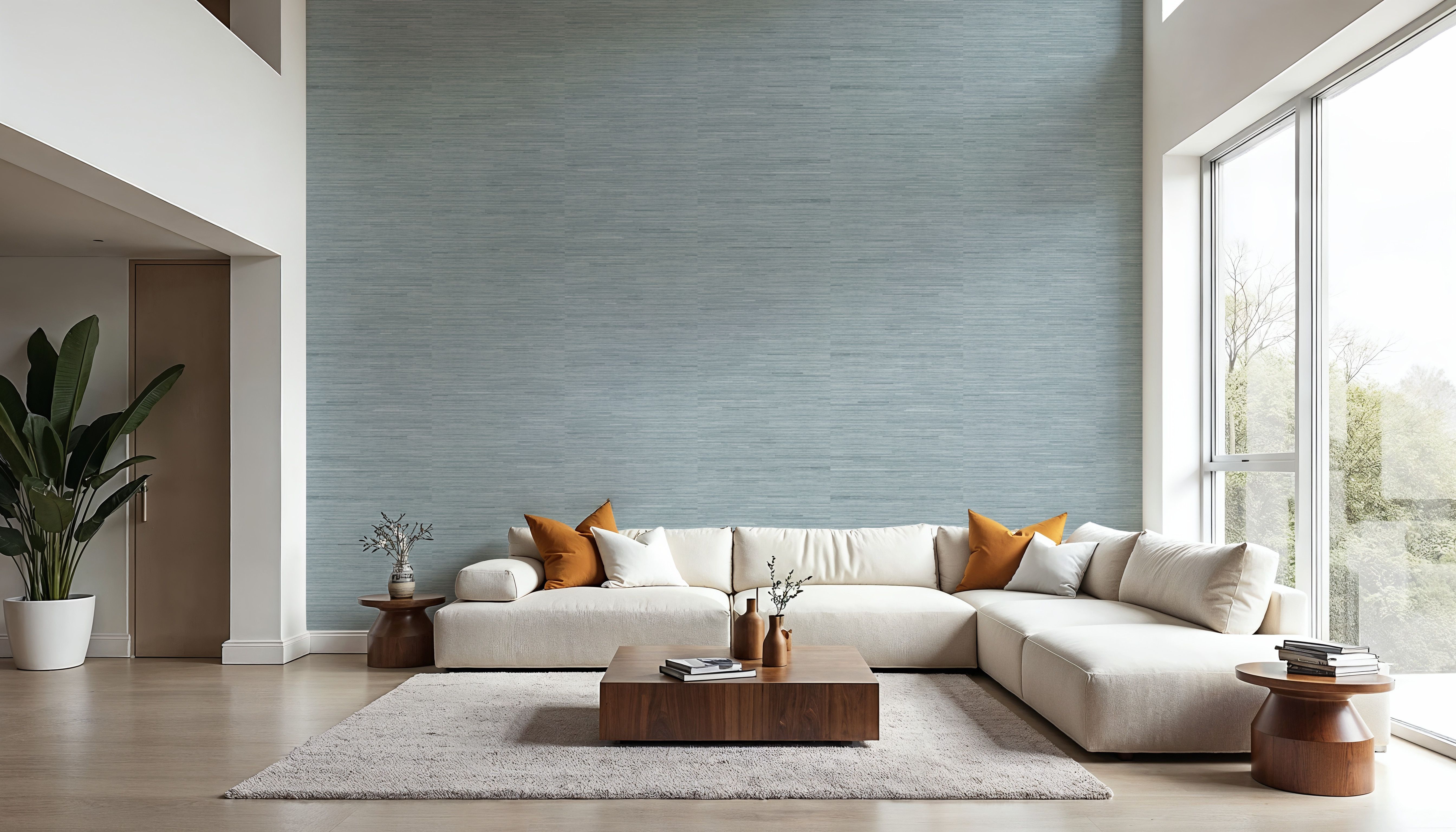 Faux Grasscloth with Visible Seams, Mineral