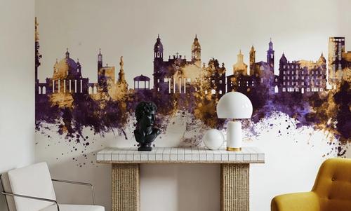 Pamplona Spain Skyline Purple & Gold