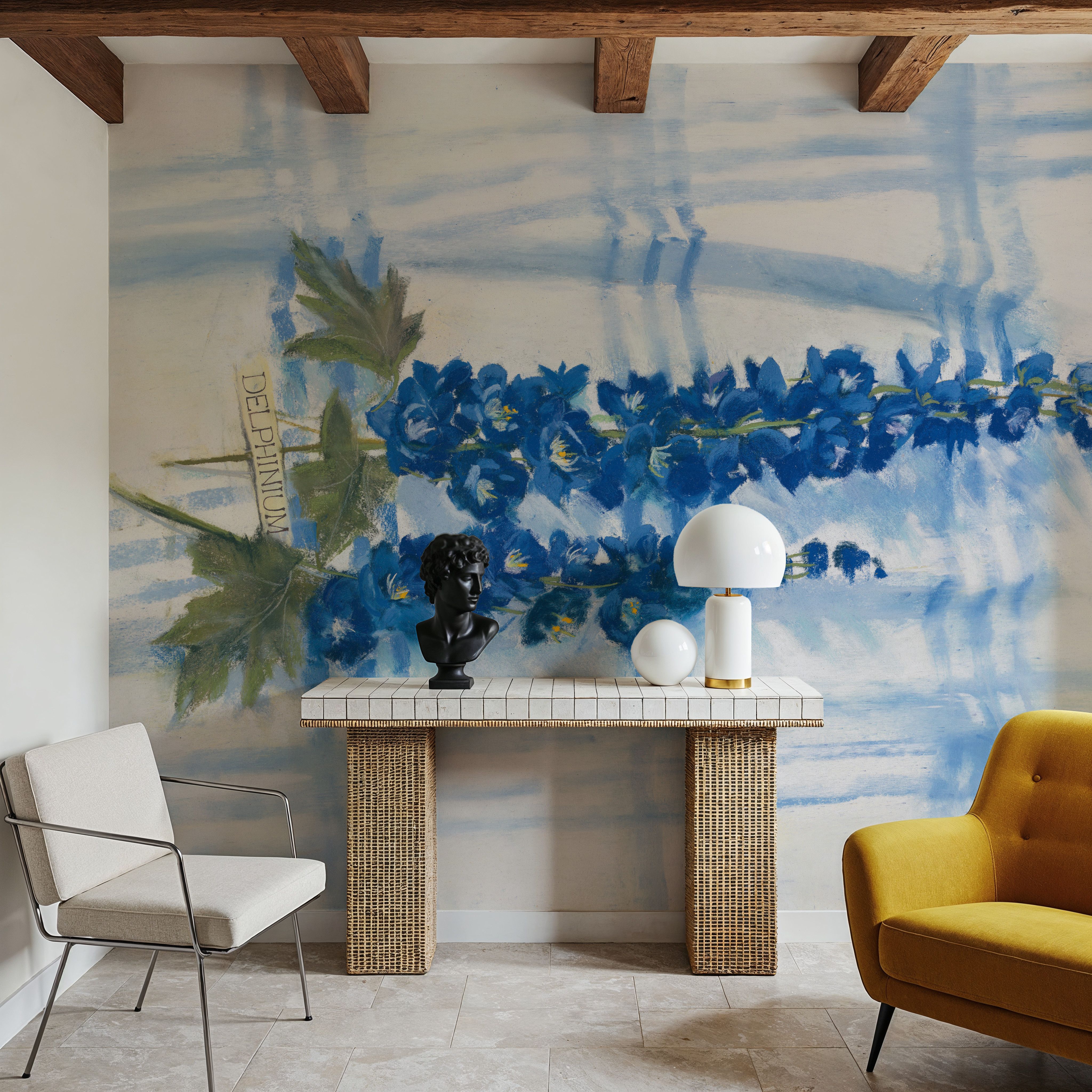 Delphinium on Linen