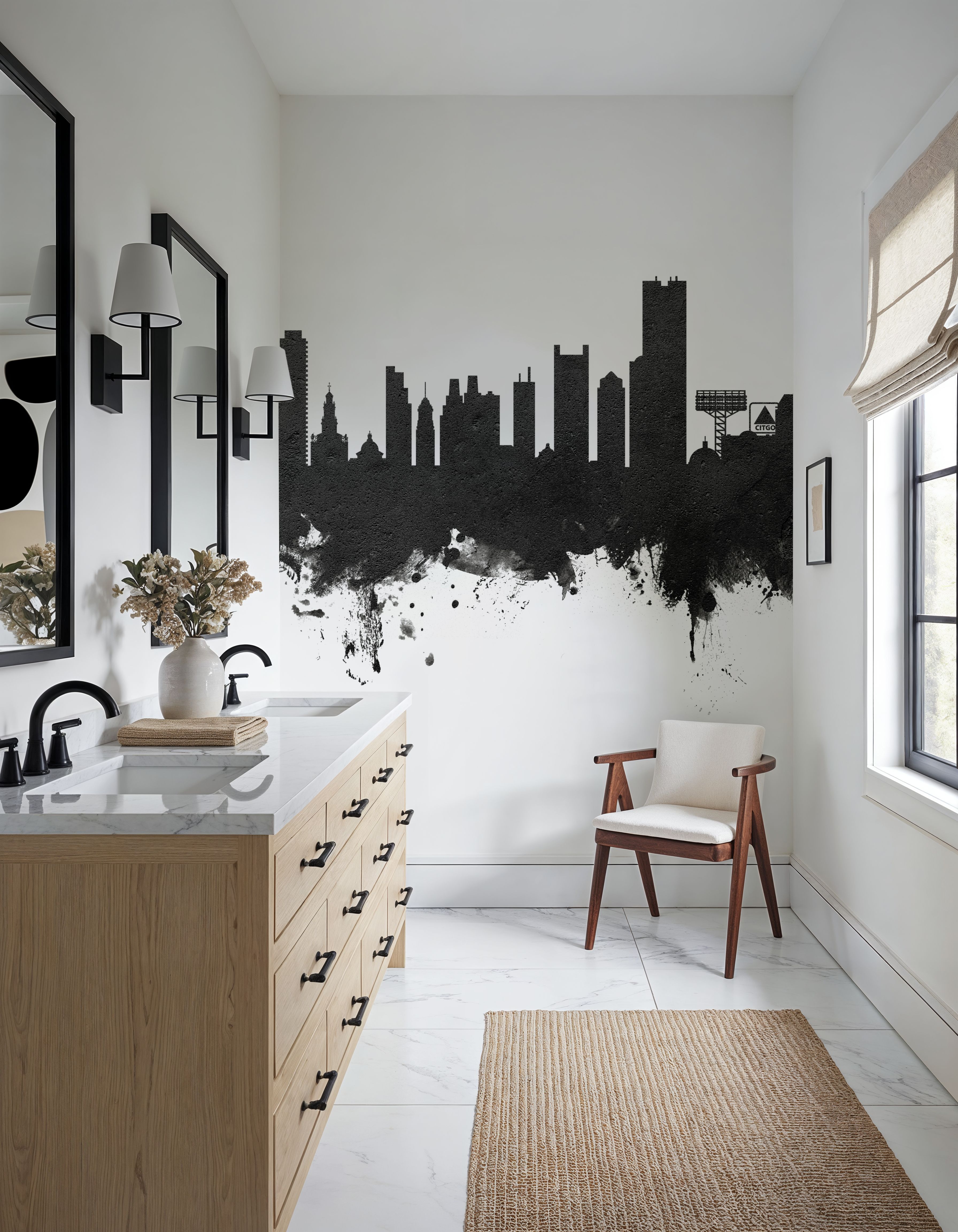 Boston Massachusettes Skyline Black & White