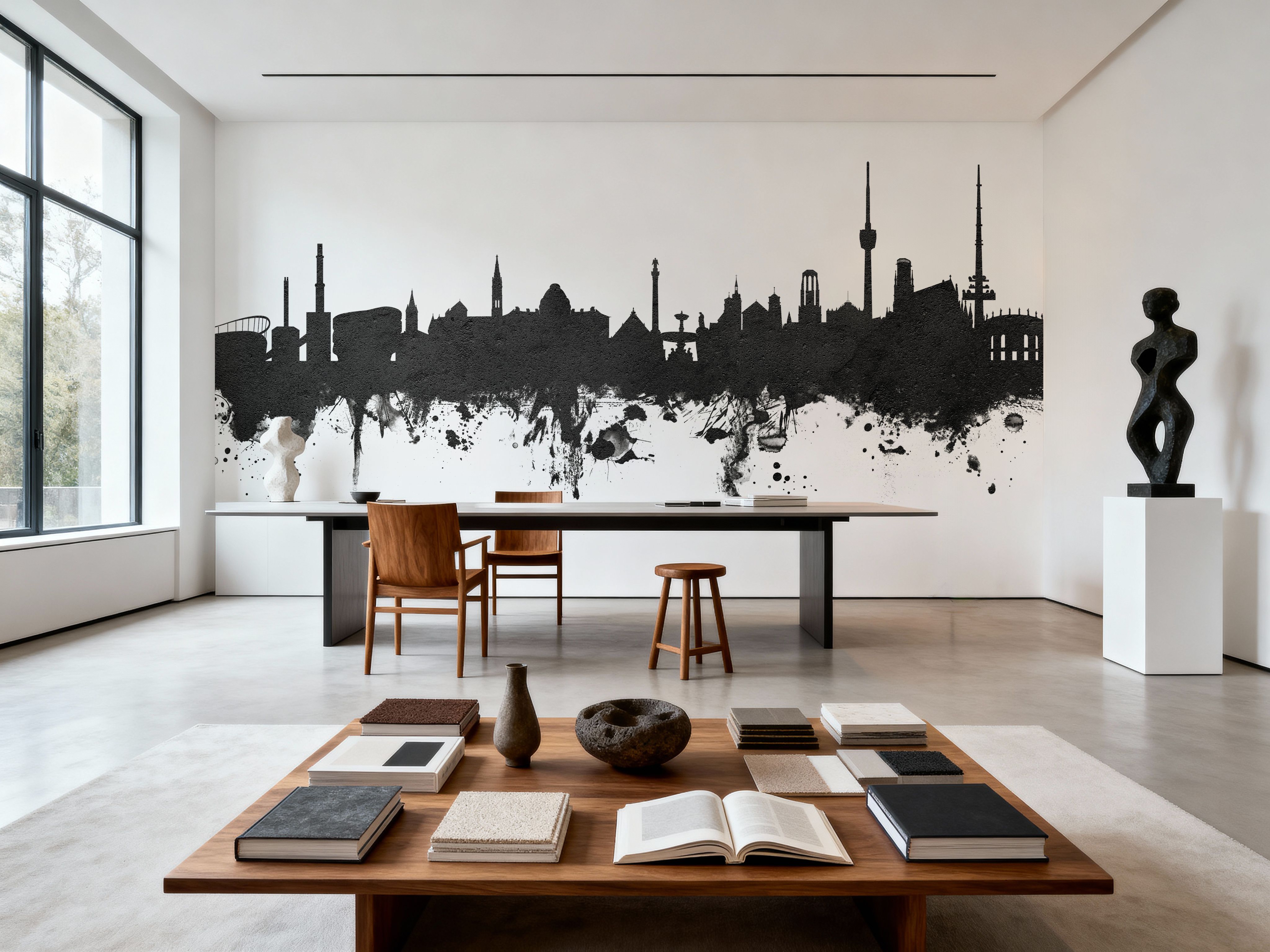 Stuttgart Germany Skyline Black & White