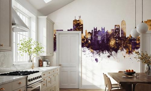 Ann Arbor Michigan Skyline Purple & Gold