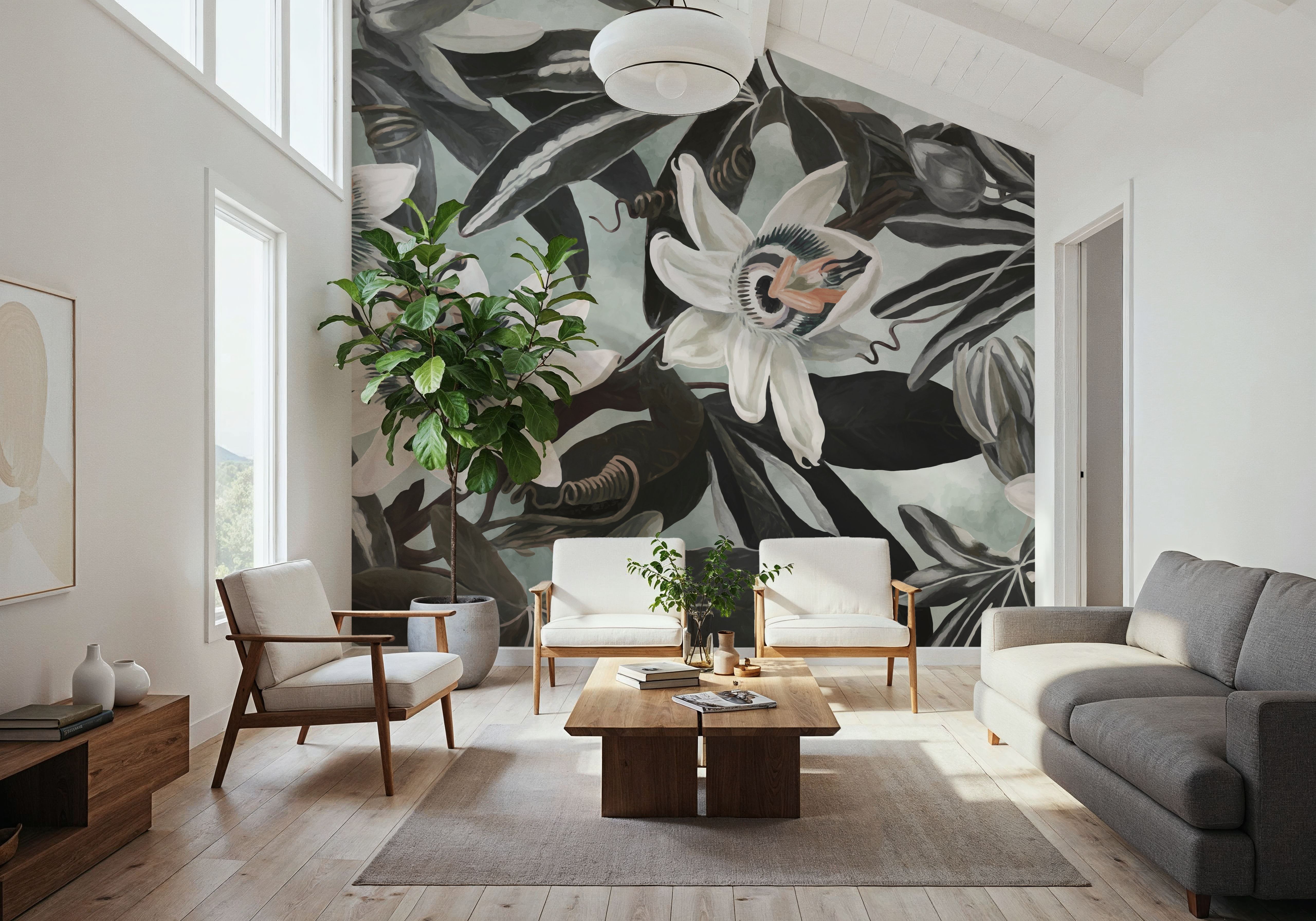 White Passiflora Green