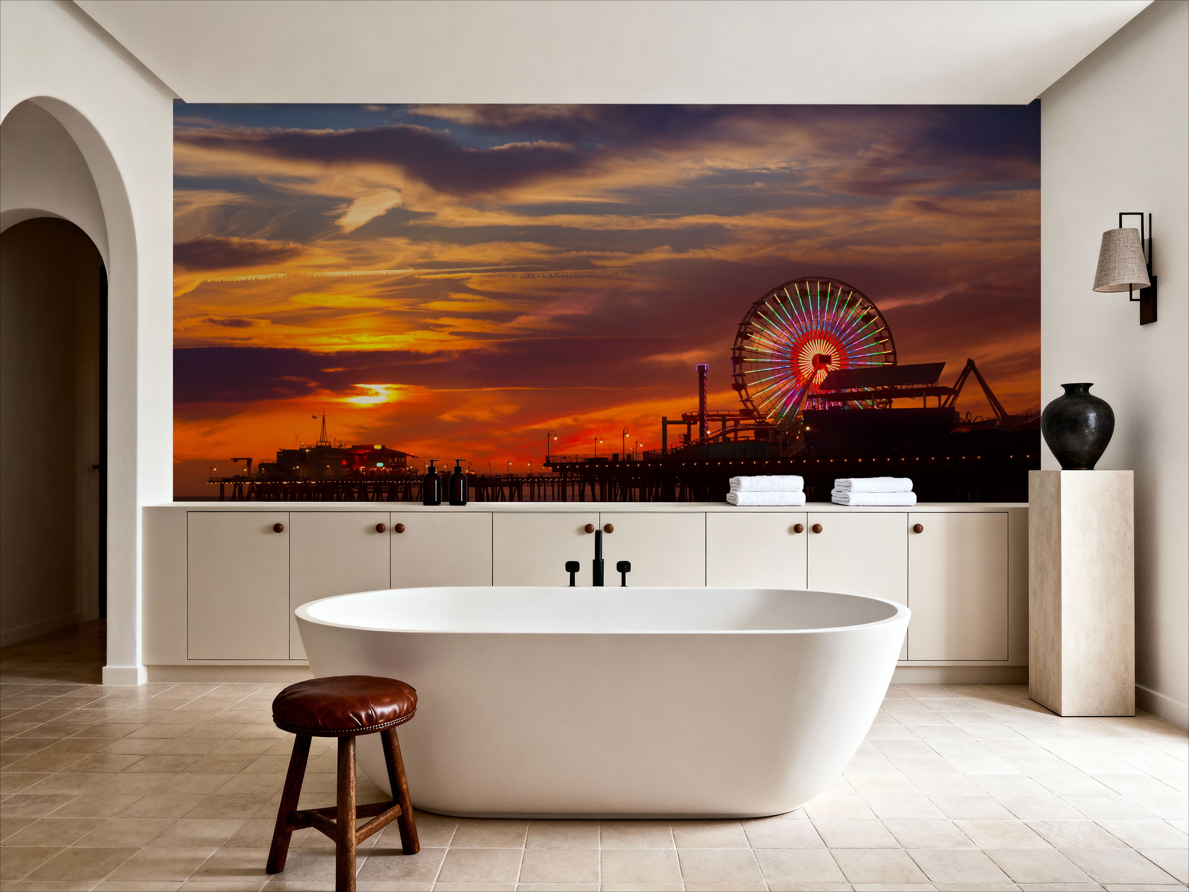 Santa Monica Pier Sunset Orange