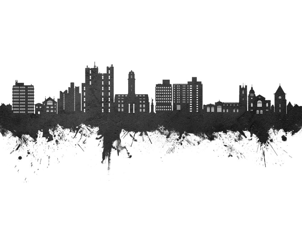 Luton England Skyline Black & White