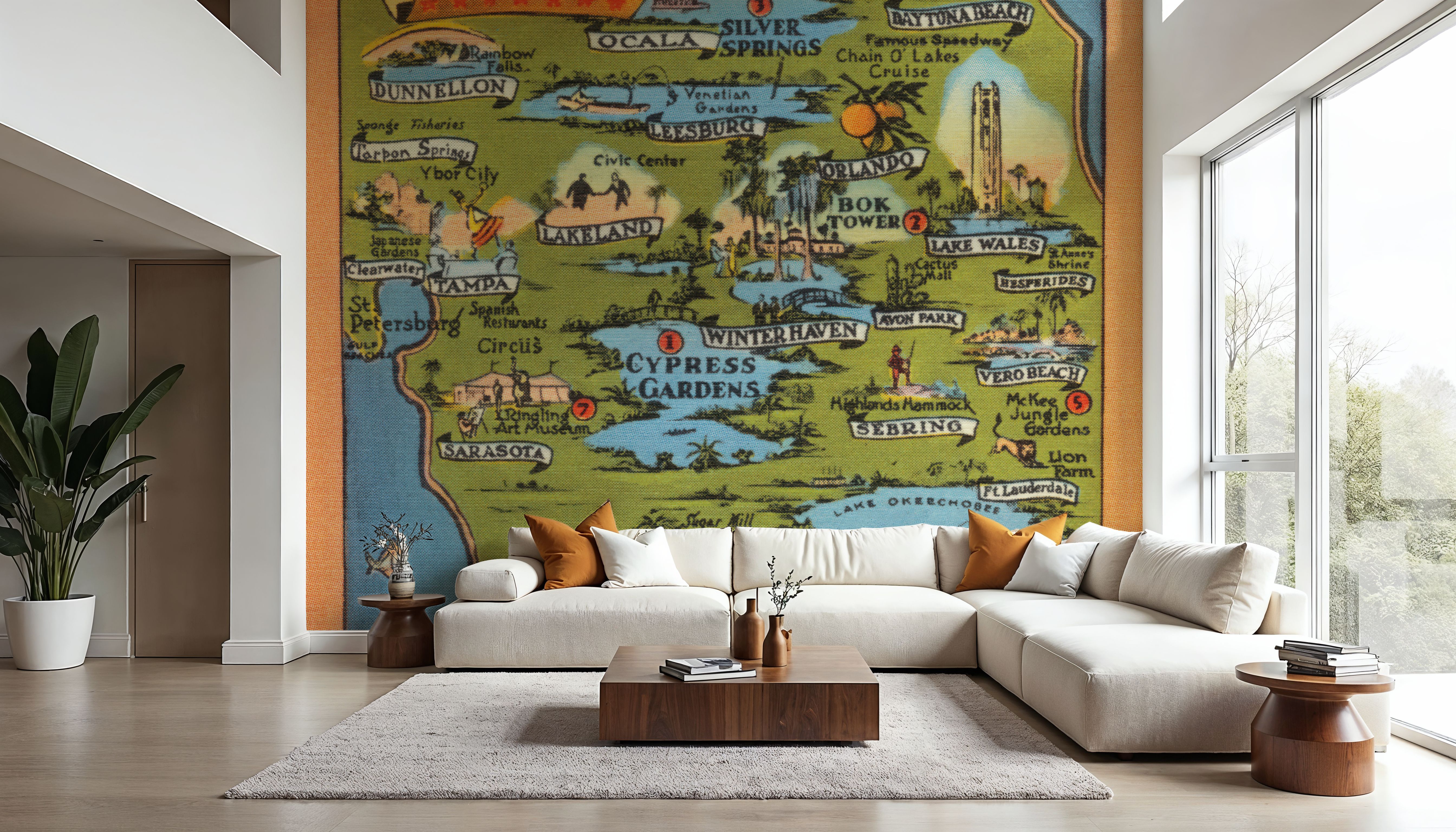 Vintage South Florida Map