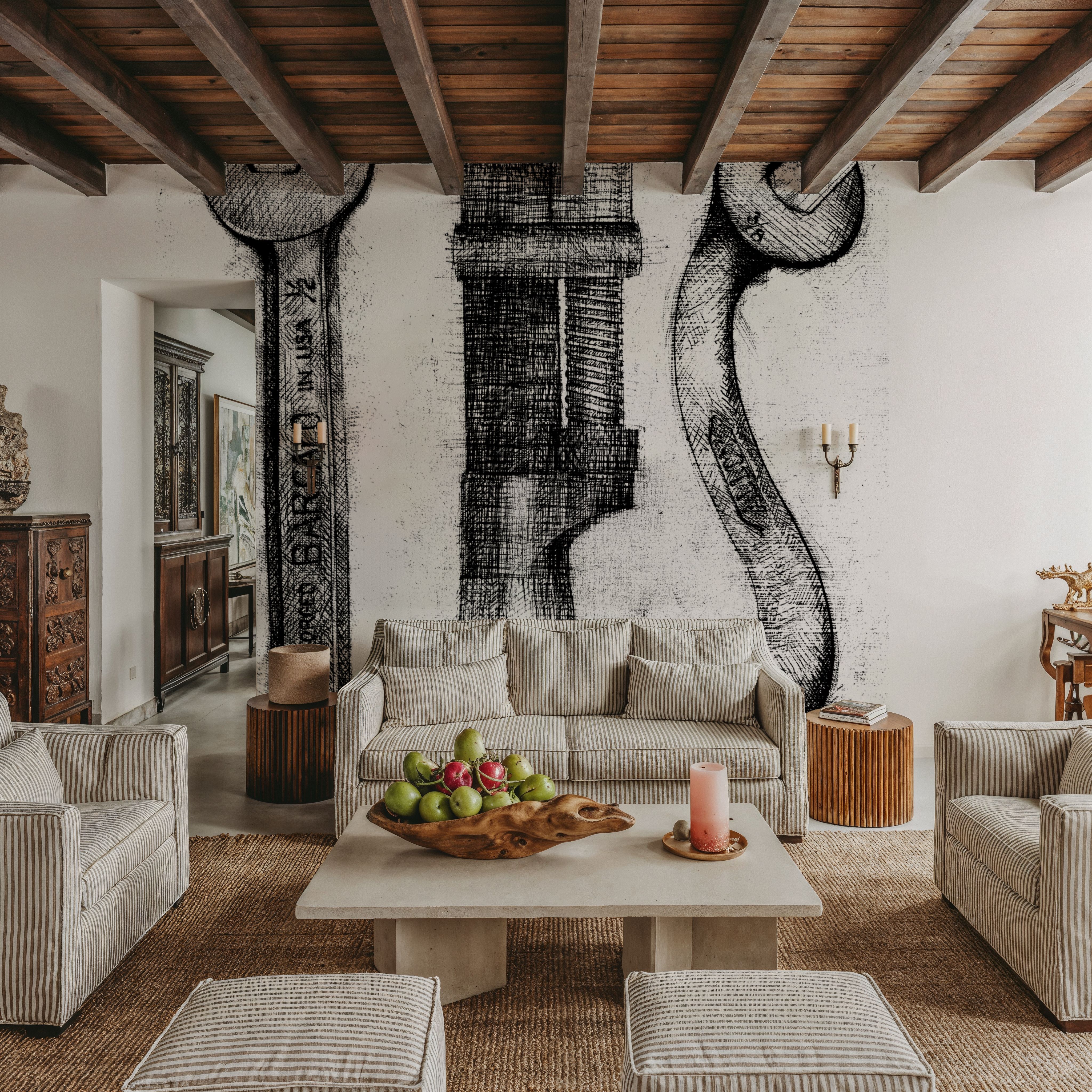 Wall Mural - Shed Wrenches - Graphics mural wallpaper - Gray - Living room - Wallism Ireland - Premium, Textured or Peel & Stick