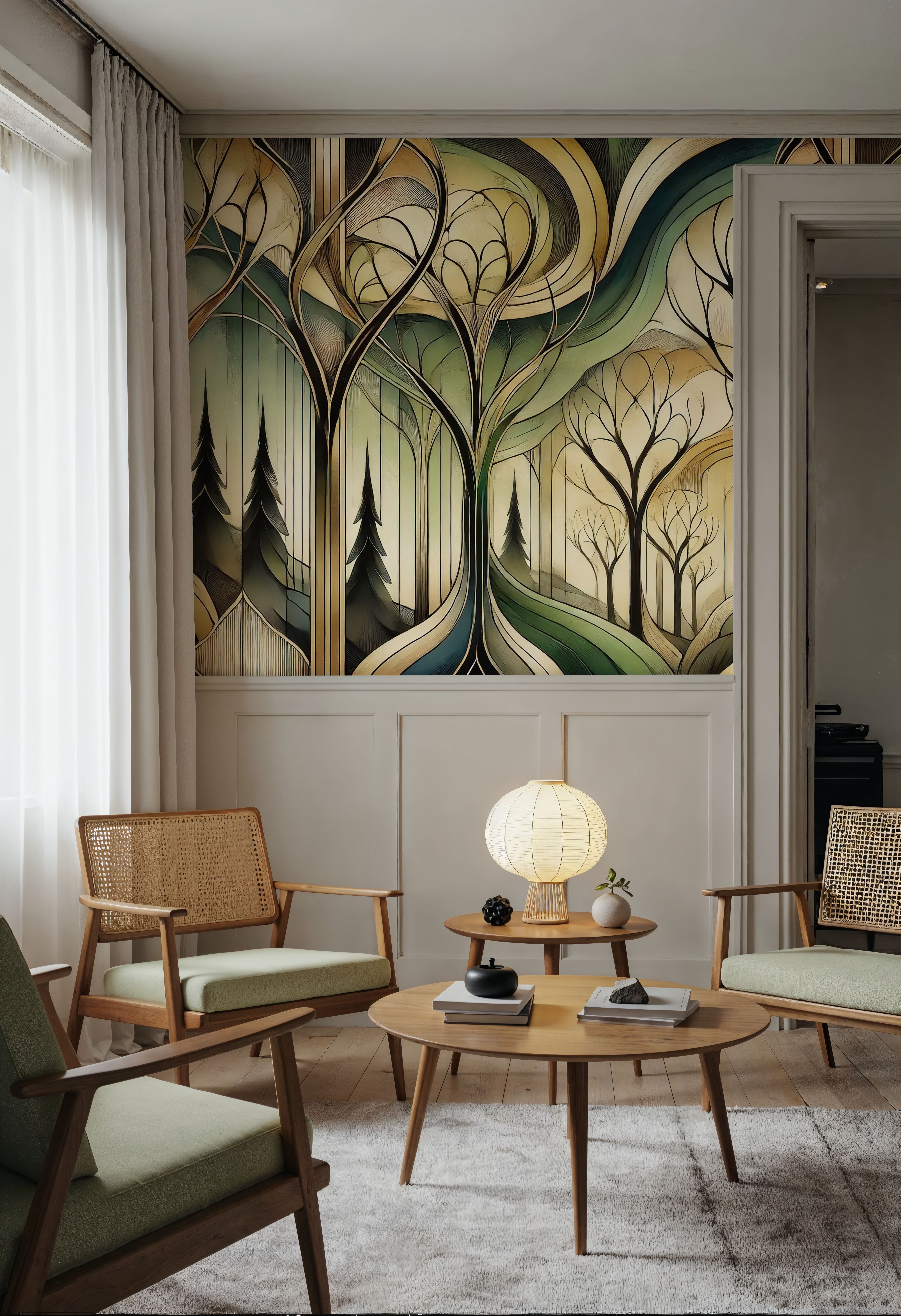 Vintage Treescape Essence in Art Deco