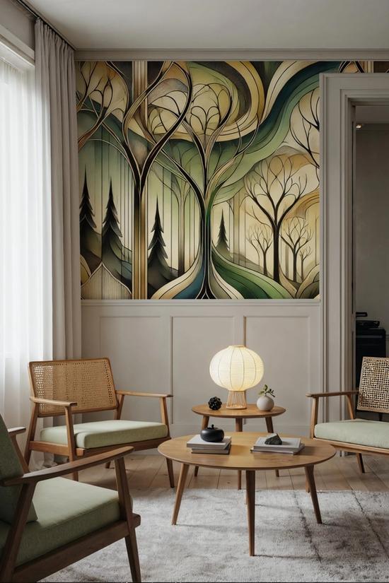 Vintage Treescape Essence in Art Deco